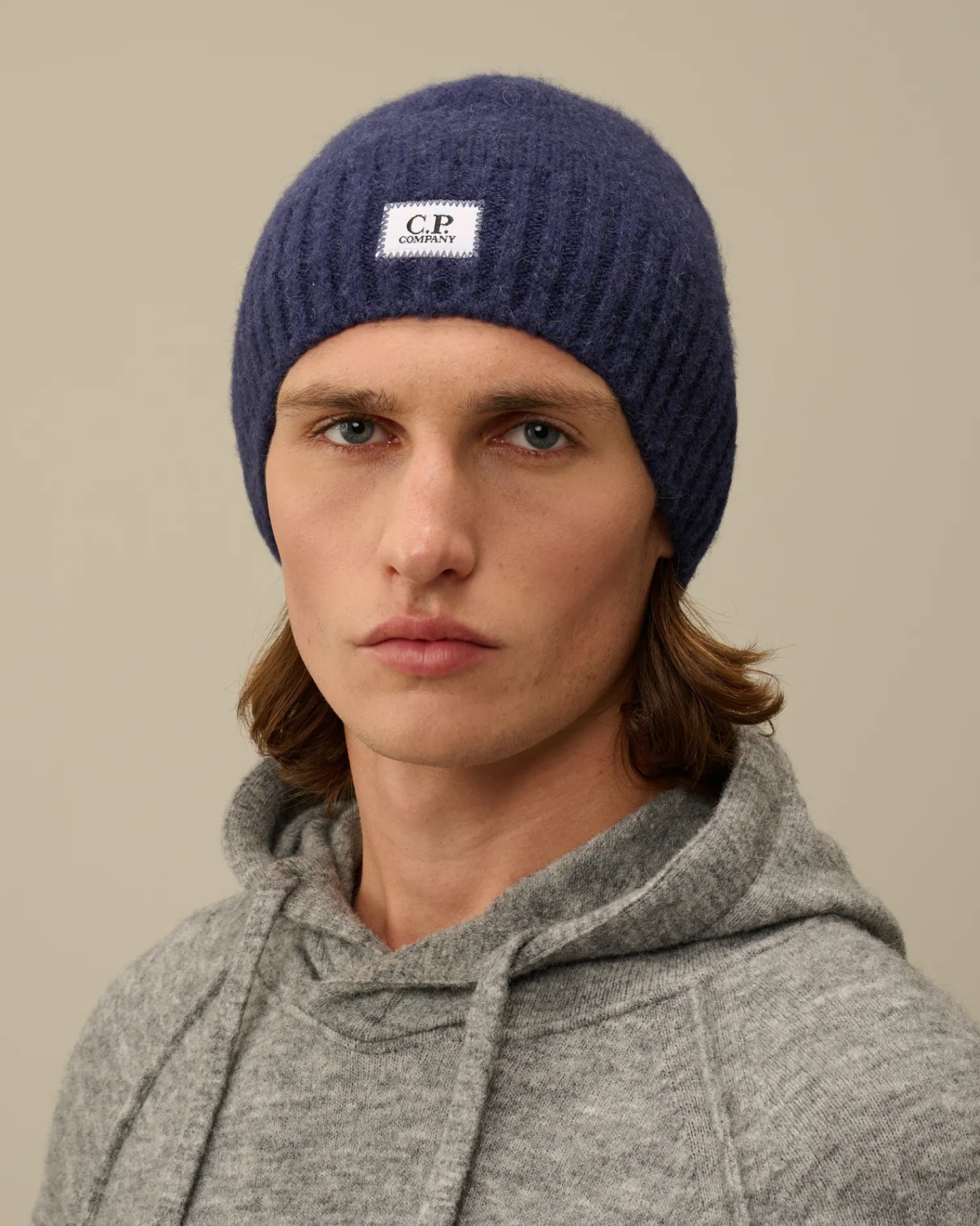 C.P. Company Cappelli>Alpaca Soft Logo Beanie Estate Blue