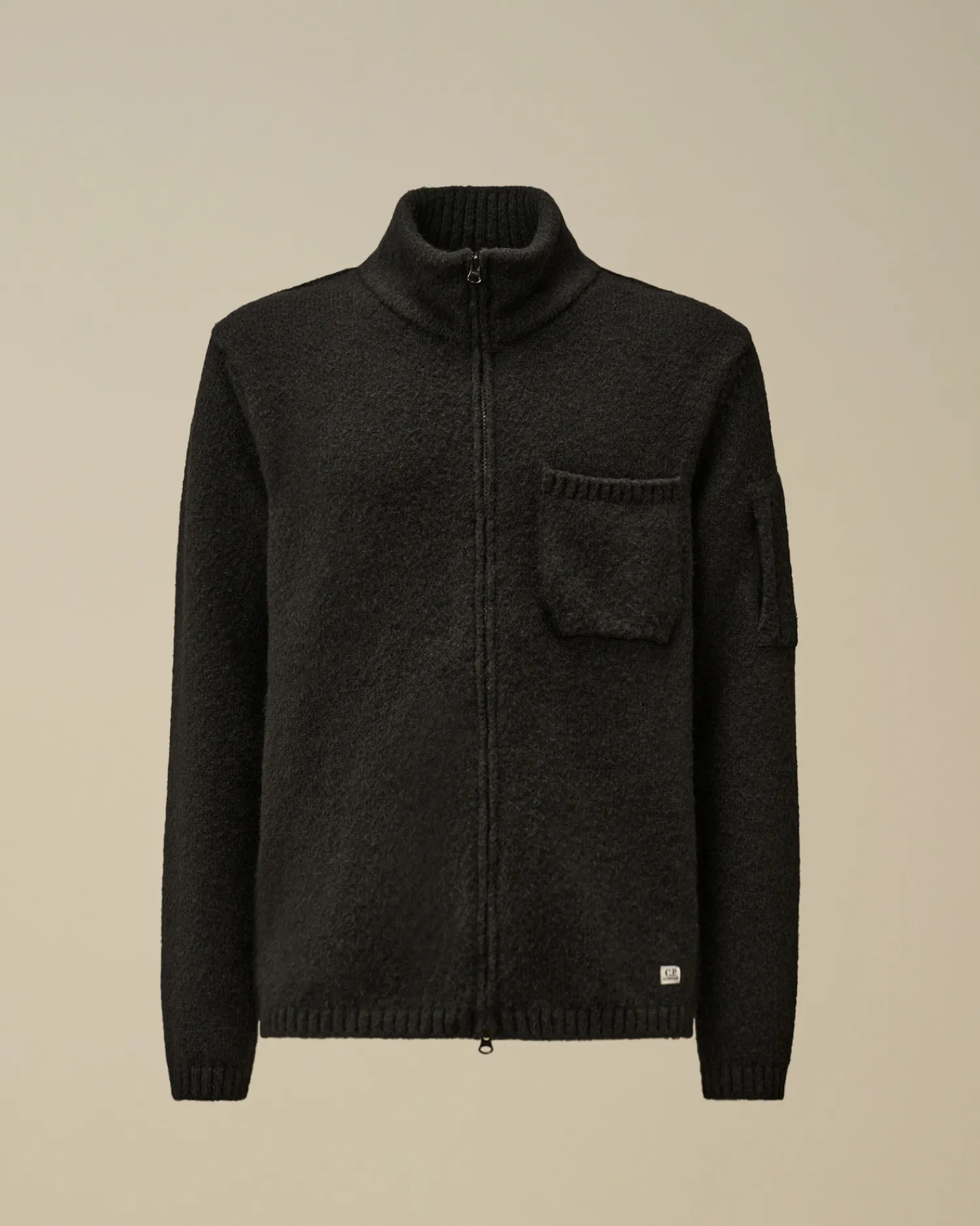 C.P. Company Maglieria>Alpaca Soft Zipped Knit Black