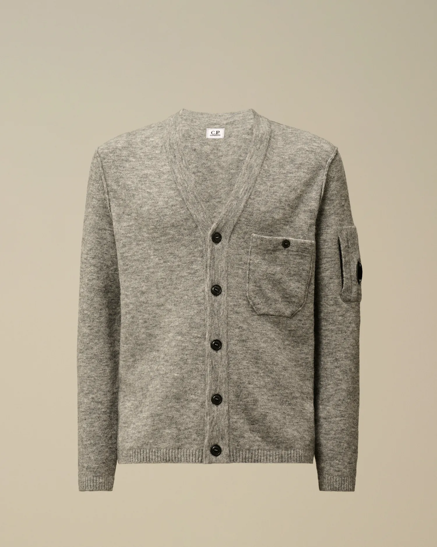 C.P. Company Maglieria>Alpaca Wool Buttoned Cardigan Graphite Melange – Grey