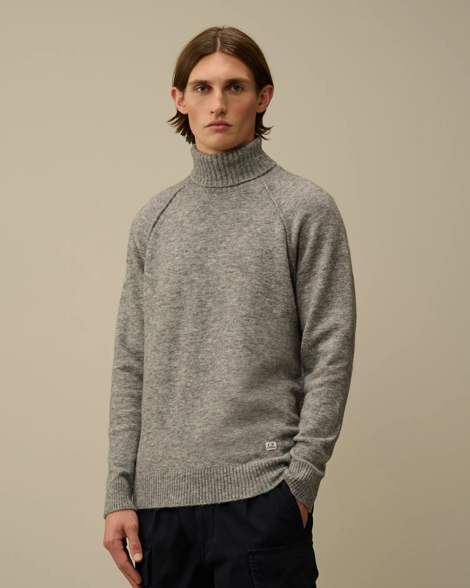 C.P. Company Maglieria>Alpaca Wool Turtleneck Knit Graphite Melange – Grey