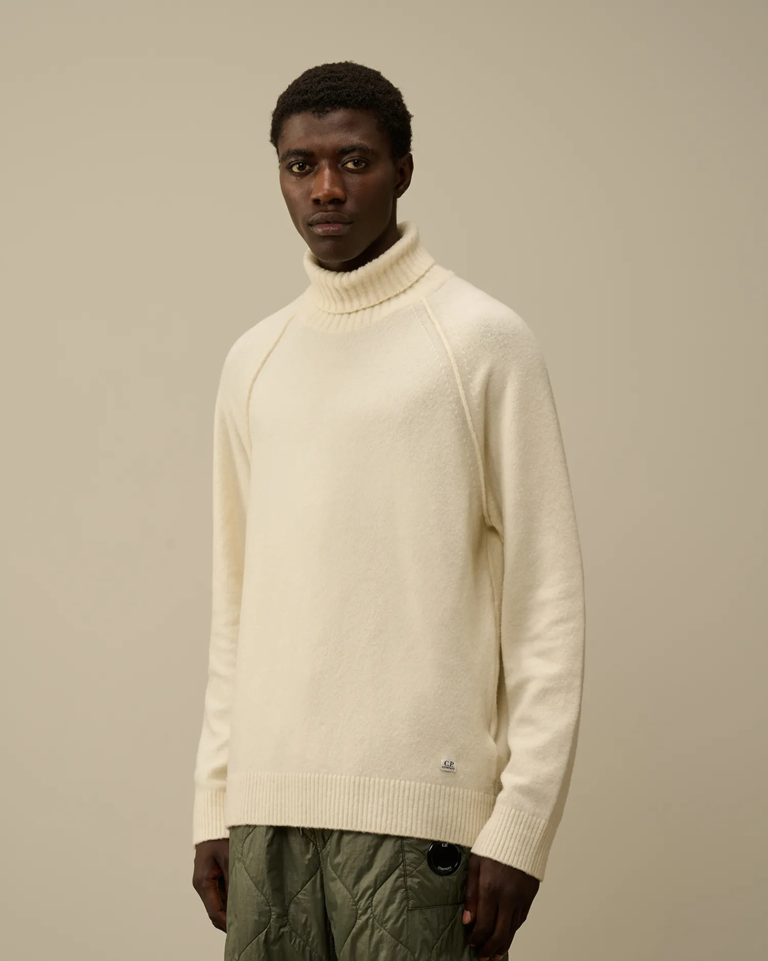 C.P. Company Maglieria>Alpaca Wool Turtleneck Knit Gauze White