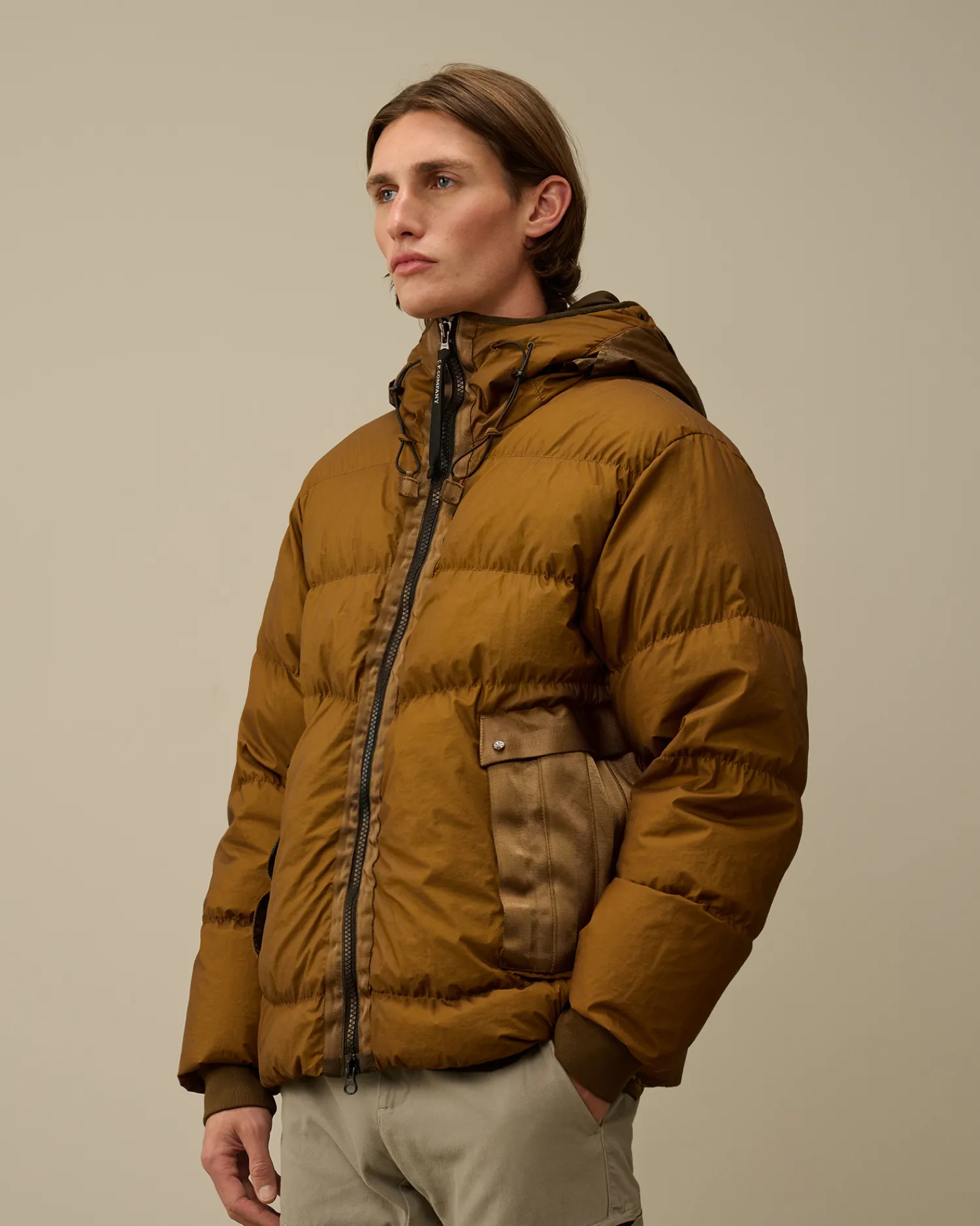 C.P. Company Giacche>Bi-TM Goggle Down Jacket Toffee – Beige