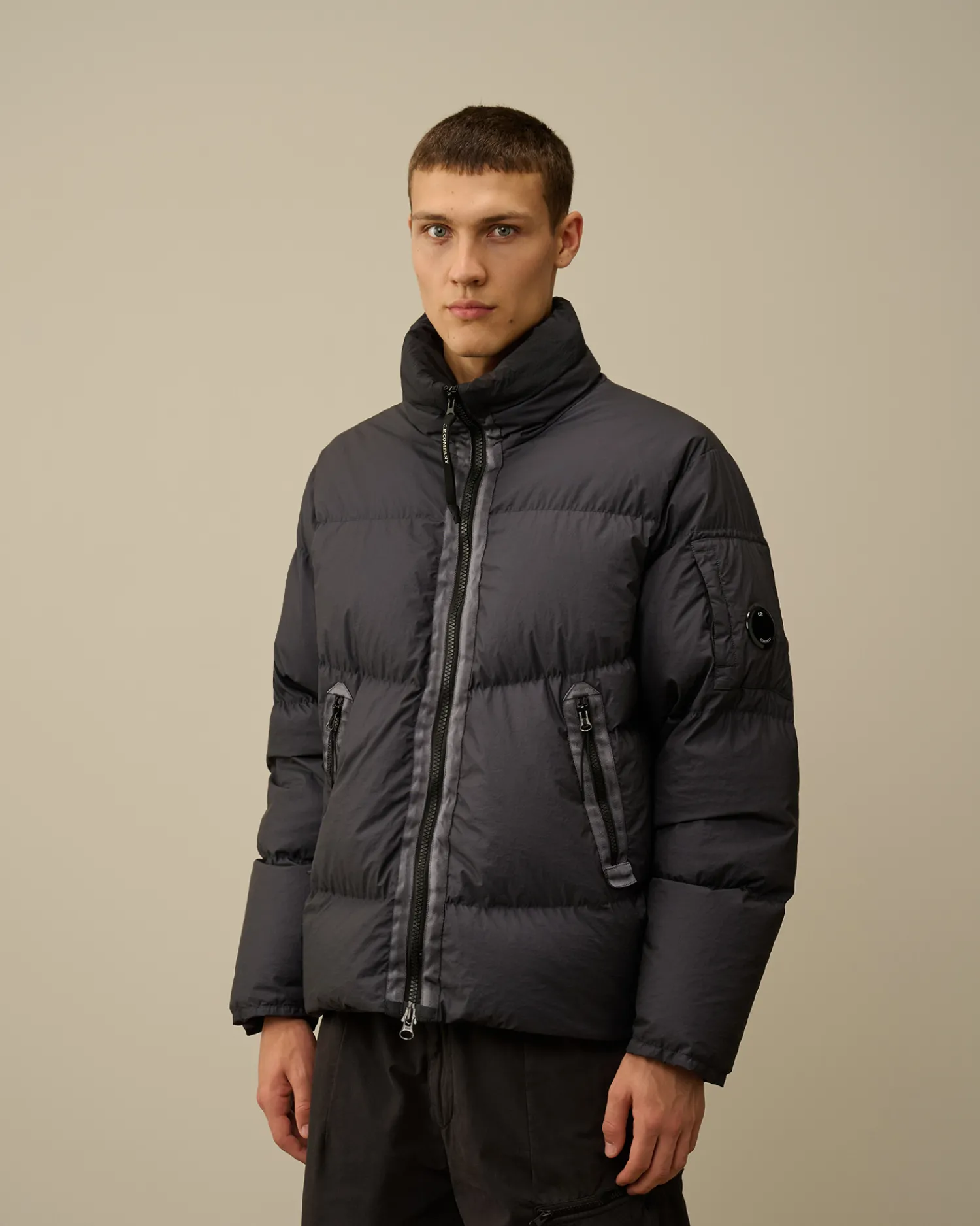 C.P. Company Giacche>Bi-TM Hooded Down Jacket Black Sand