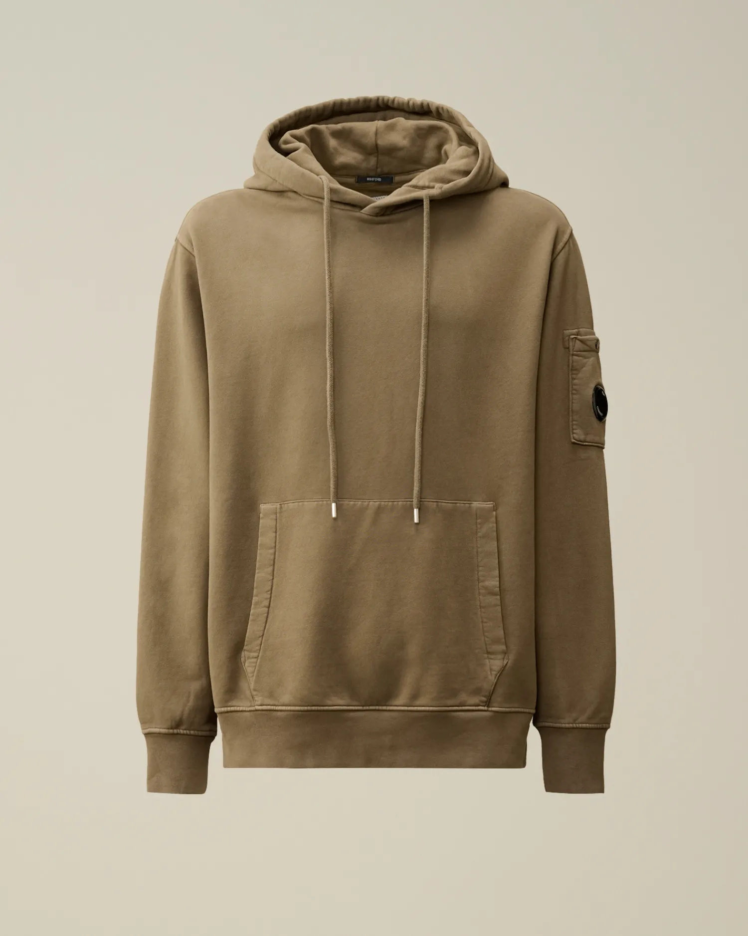 C.P. Company Felpe>Brushed and Emerized Diagonal Fleece Lens Hooded Sweatshirt Walnut – Beige