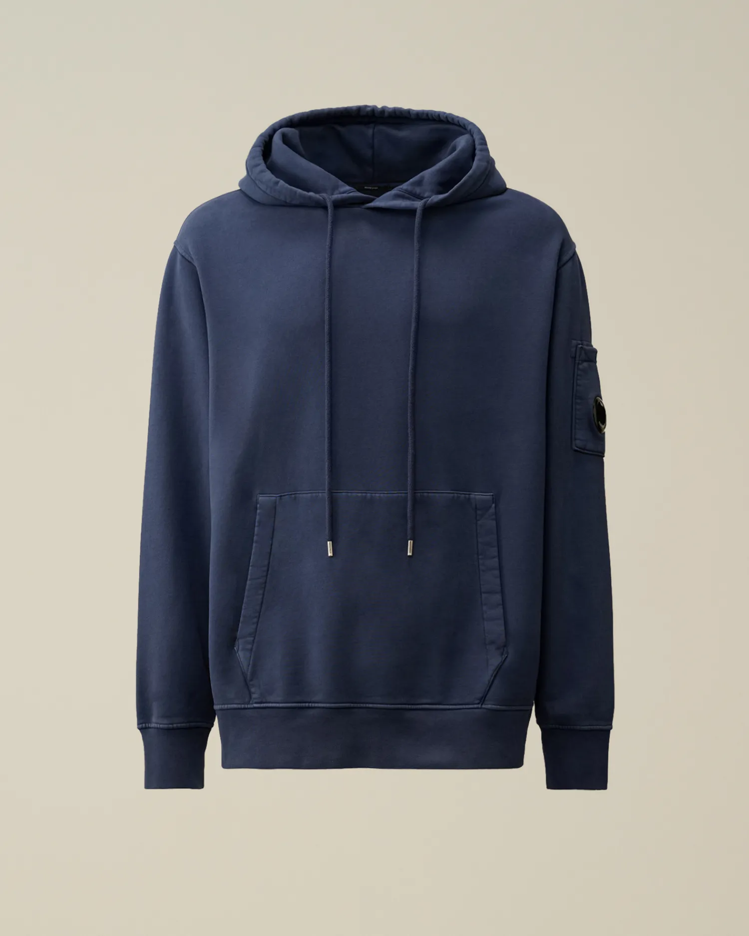 C.P. Company Felpe>Brushed and Emerized Diagonal Fleece Lens Hooded Sweatshirt Estate Blue