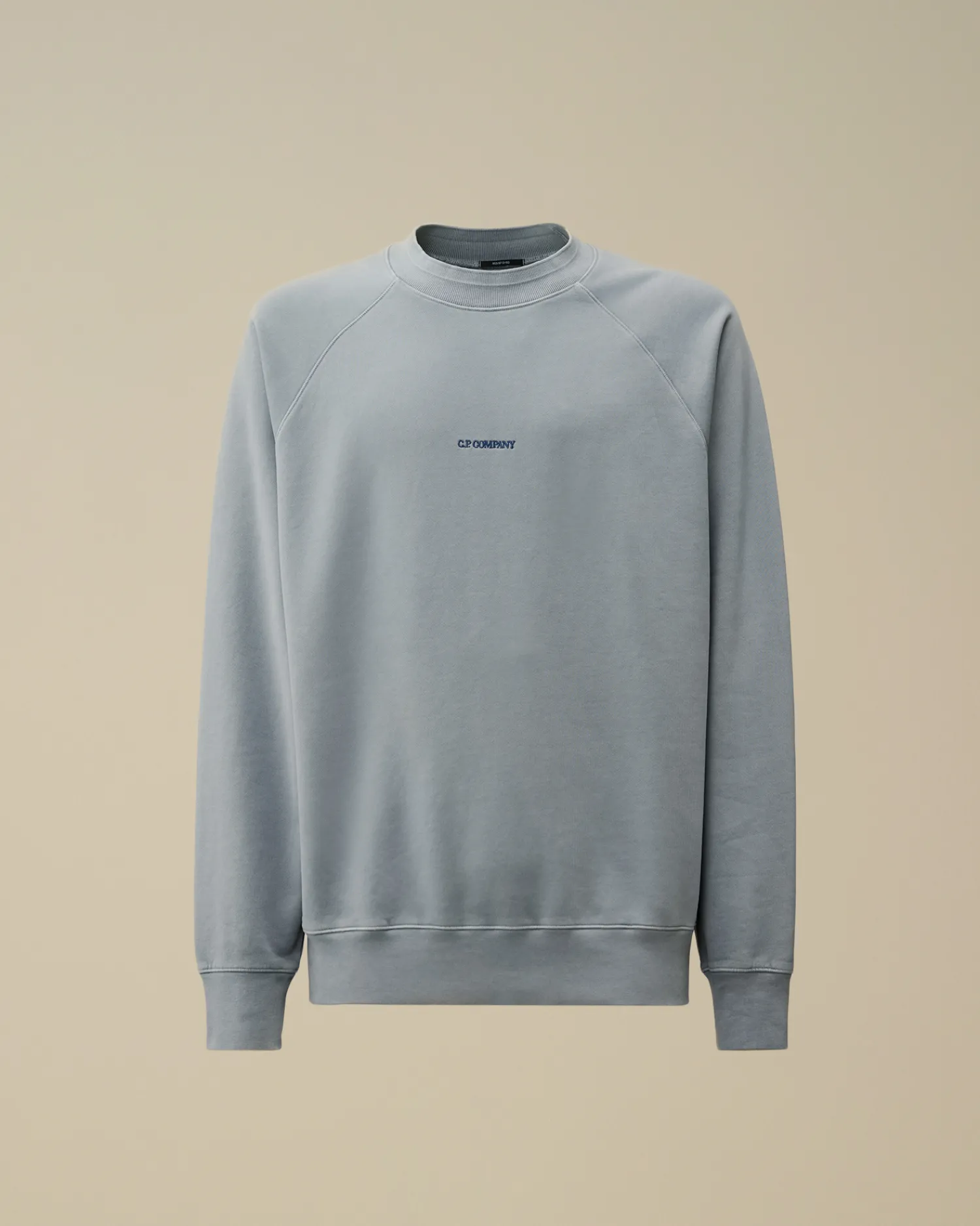 C.P. Company Felpe>Brushed and Emerized Diagonal Fleece Logo Crew Neck Sweatshirt Flint Stone – Blue