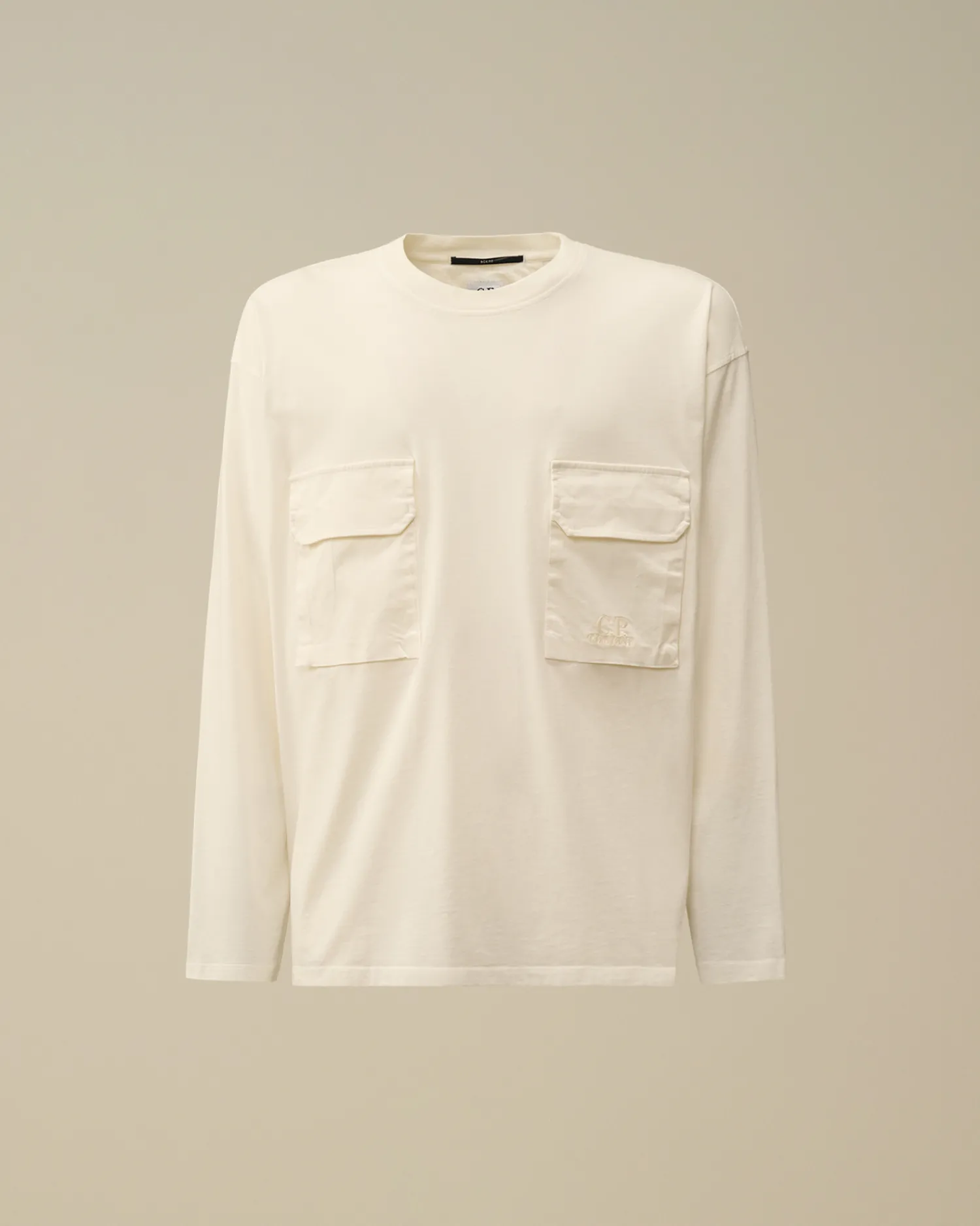 C.P. Company T-shirts & Polo>Brushed Jersey Mixed Boxy Longsleeve T-Shirt Gauze White