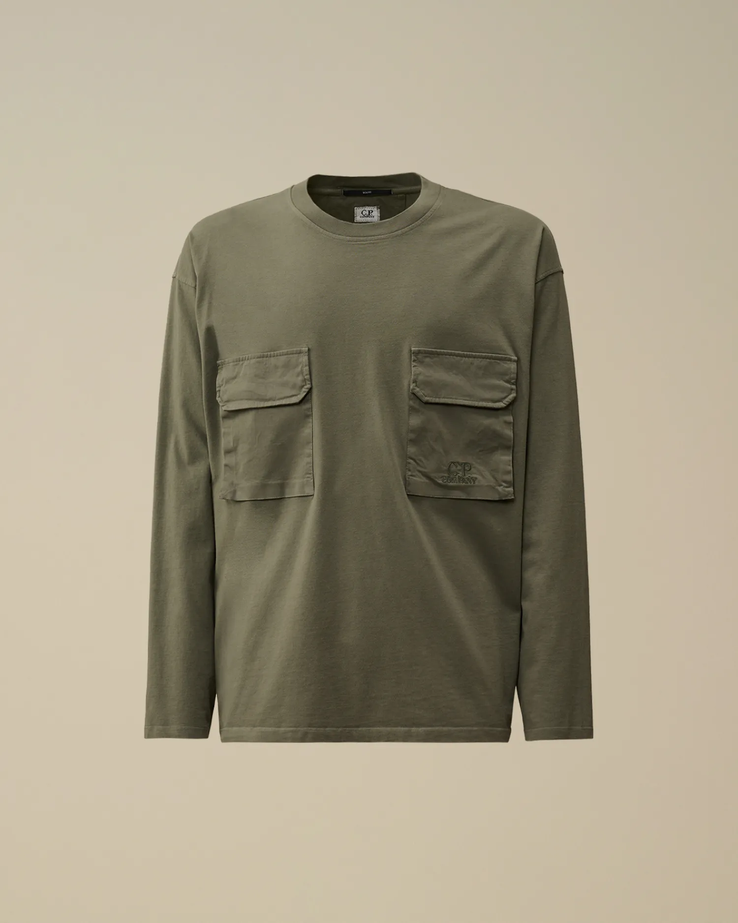 C.P. Company T-shirts & Polo>Brushed Jersey Mixed Boxy Longsleeve T-Shirt Grape Leaf – Green