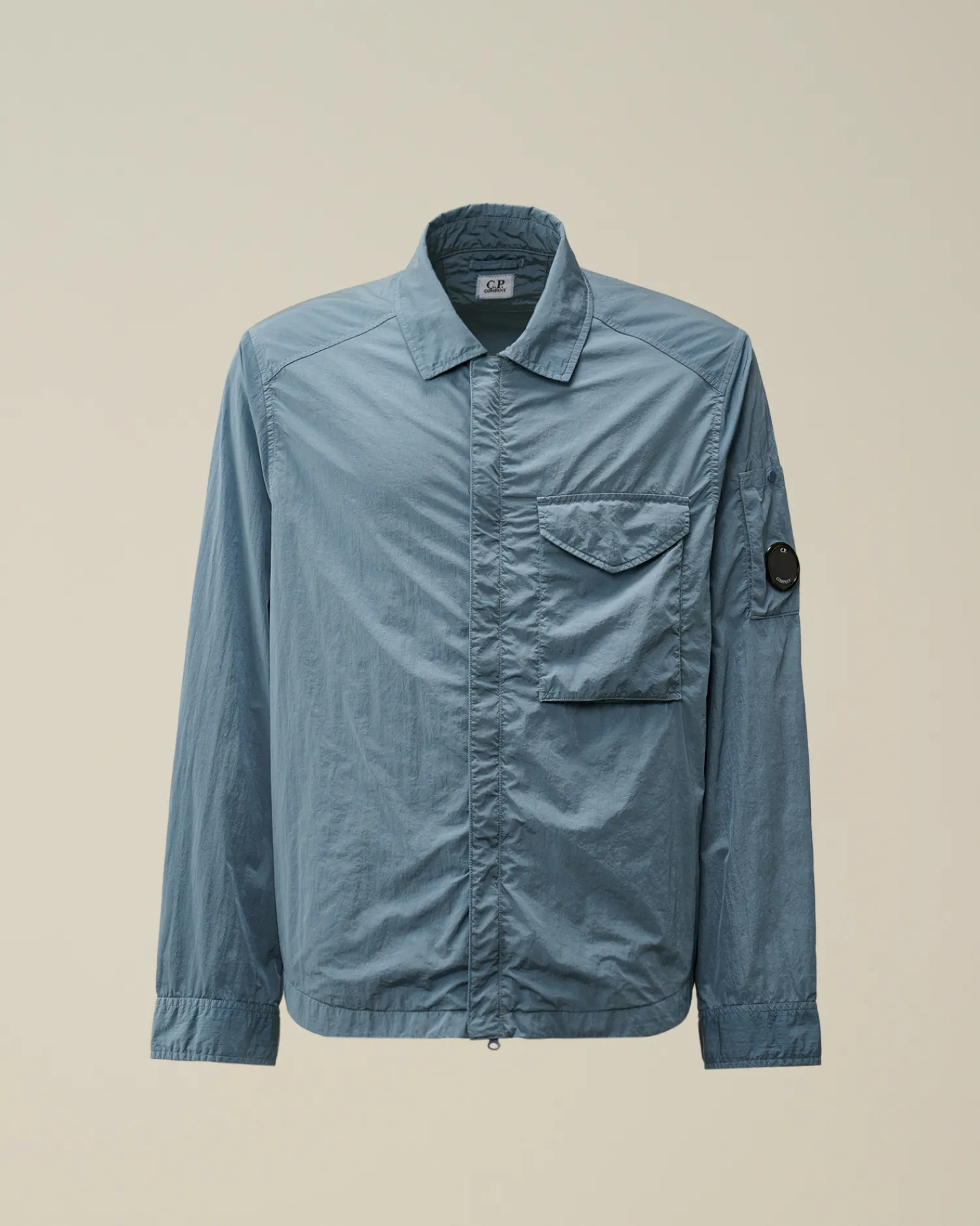 C.P. Company Overshirt>Chrome-R Lens Overshirt Flint Stone – Blue