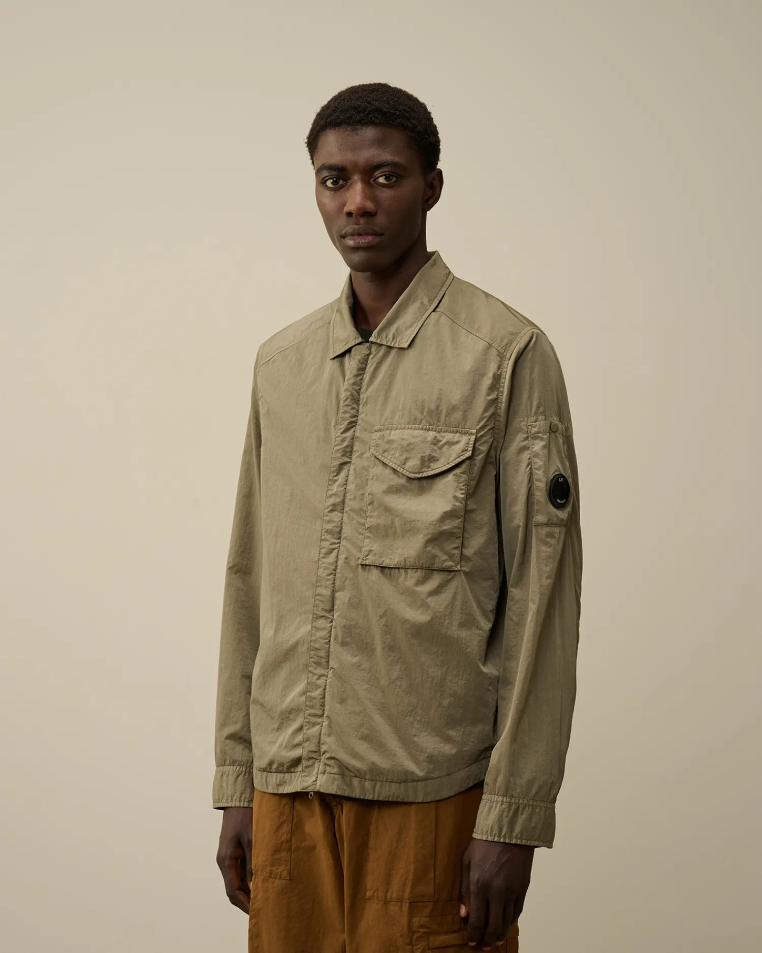 C.P. Company Overshirt>Chrome-R Lens Overshirt Walnut – Beige