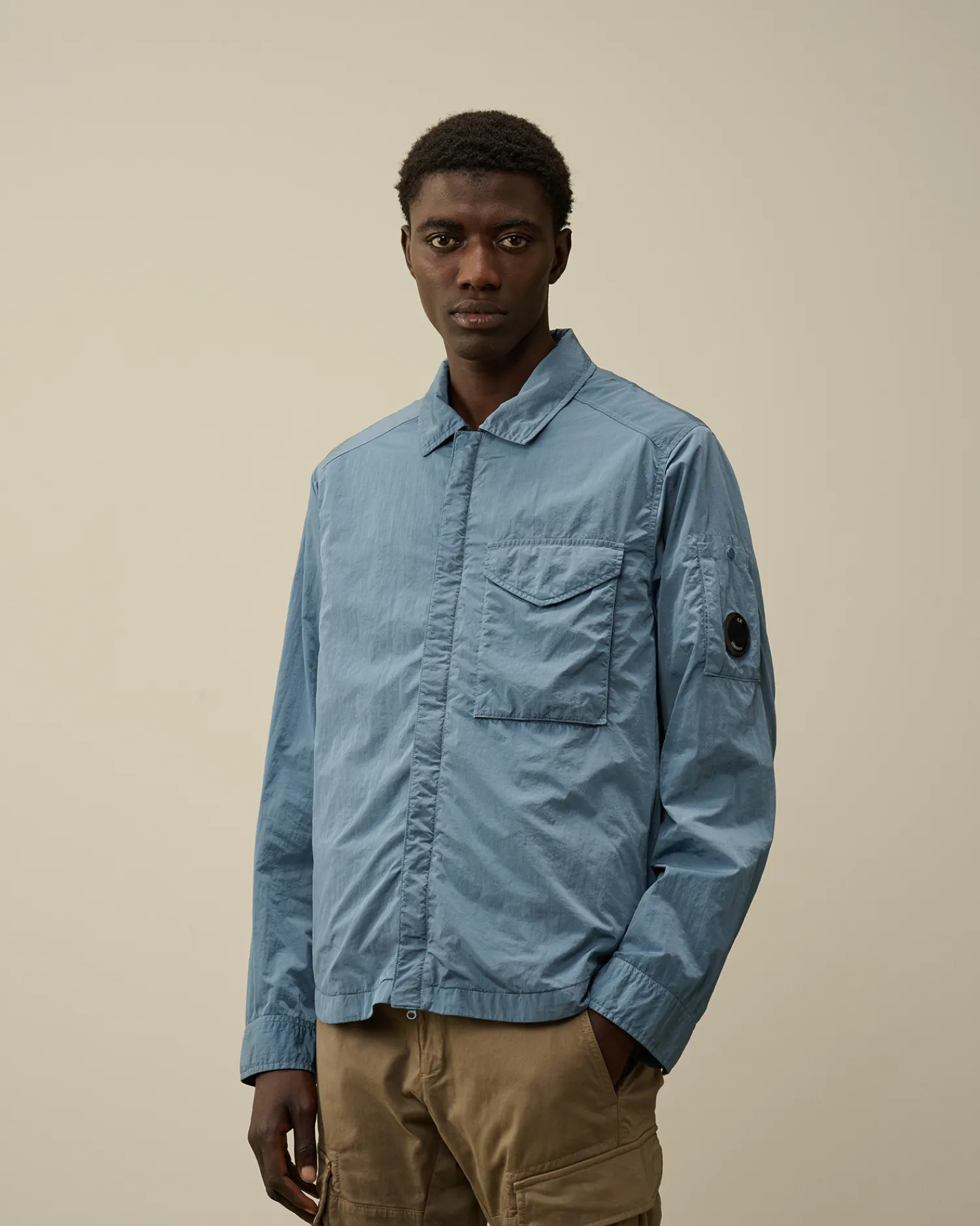 C.P. Company Overshirt>Chrome-R Lens Overshirt Flint Stone – Blue