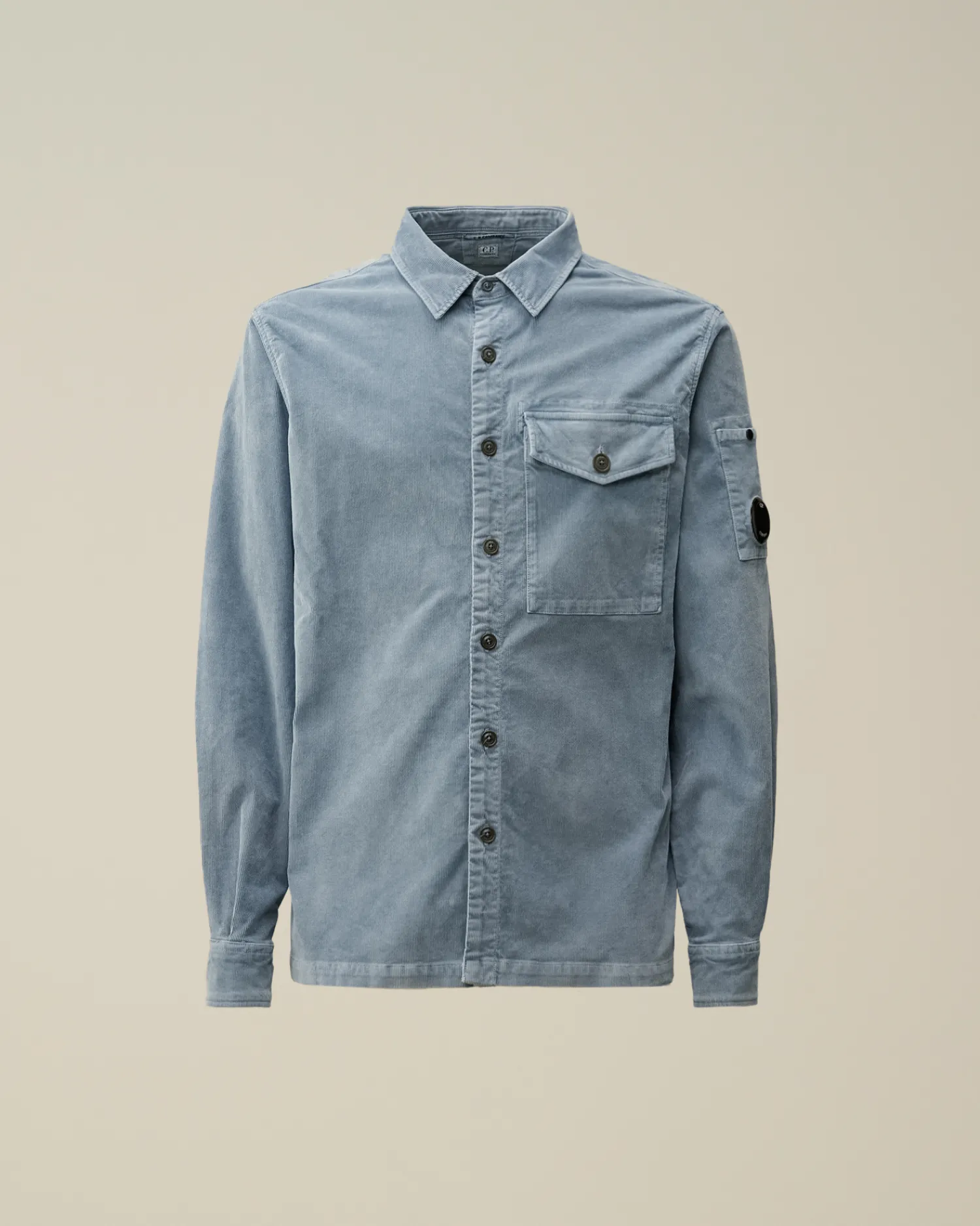 C.P. Company Camicie>Corduroy Lens Buttoned Shirt Flint Stone – Blue