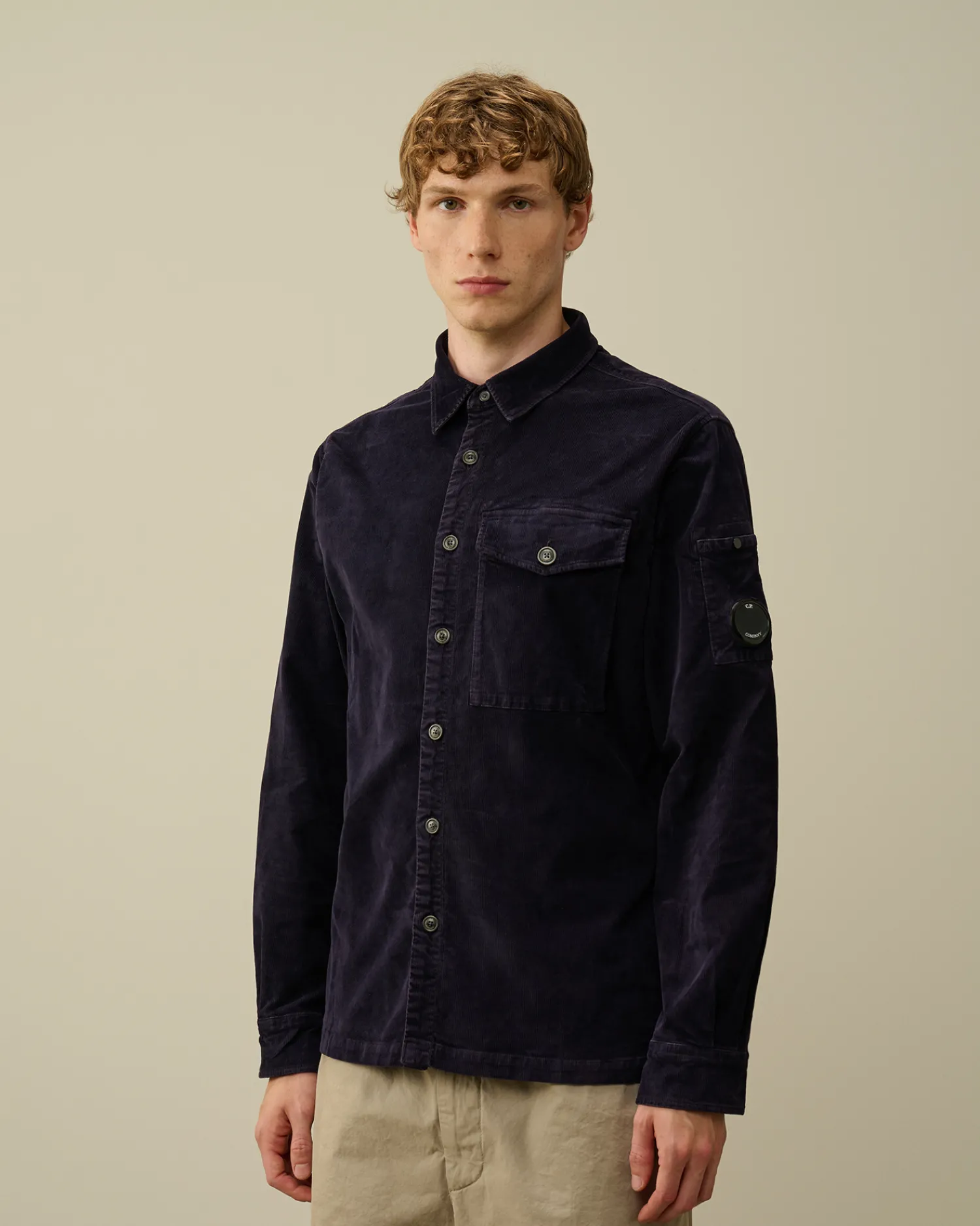 C.P. Company Camicie>Corduroy Lens Buttoned Shirt Nightshade – Purple