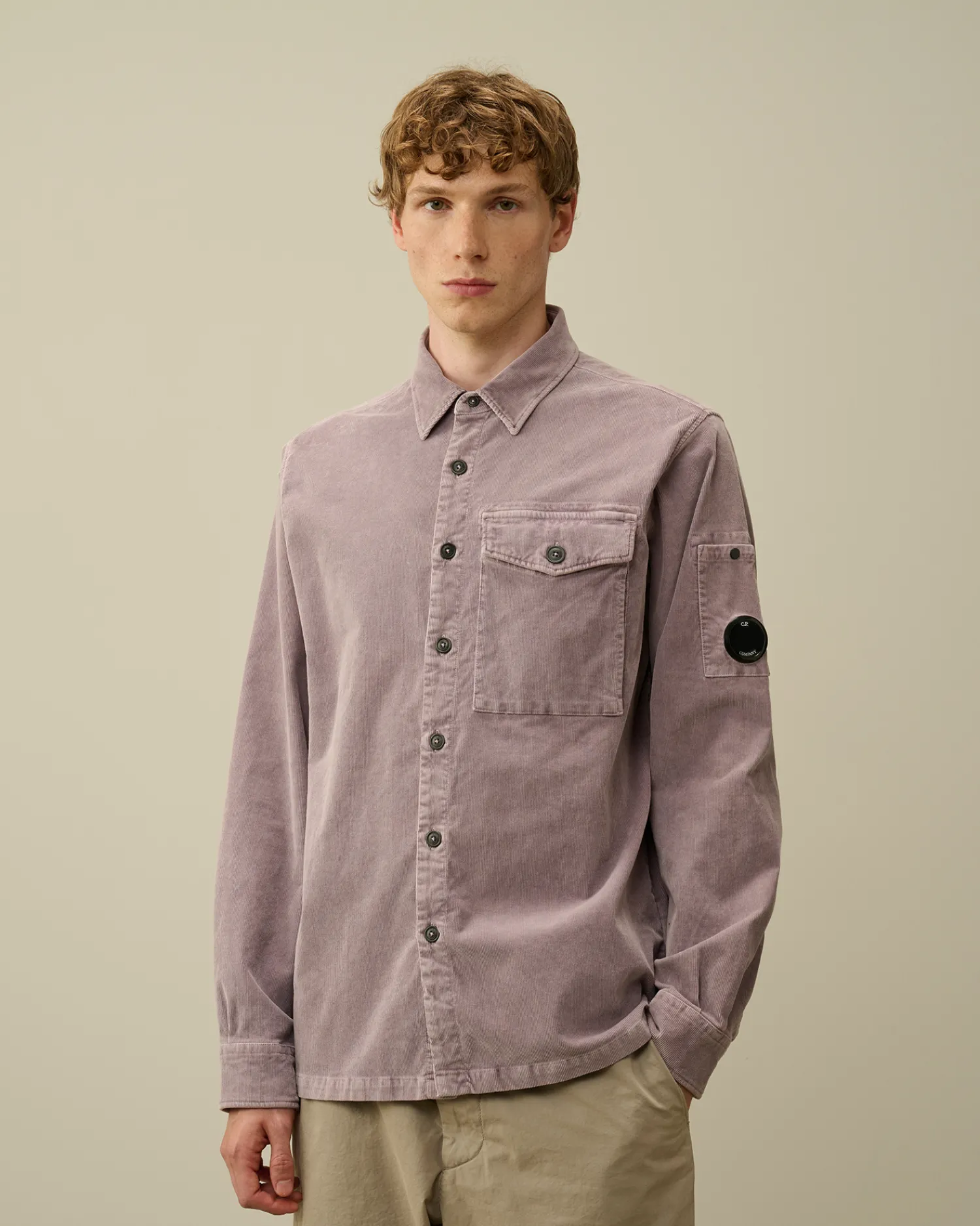 C.P. Company Camicie>Corduroy Lens Buttoned Shirt Purple Dove