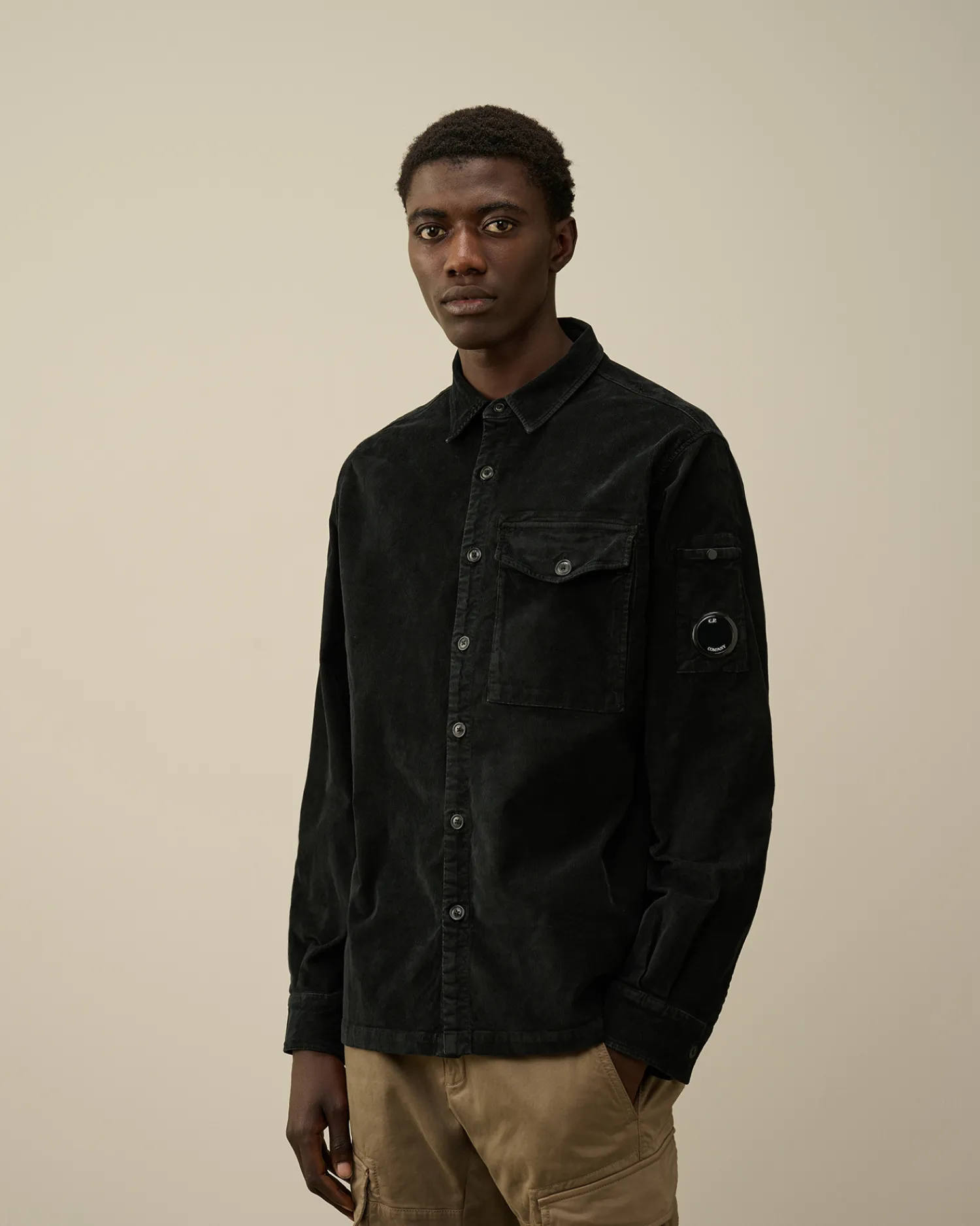 C.P. Company Camicie>Corduroy Lens Buttoned Shirt Black