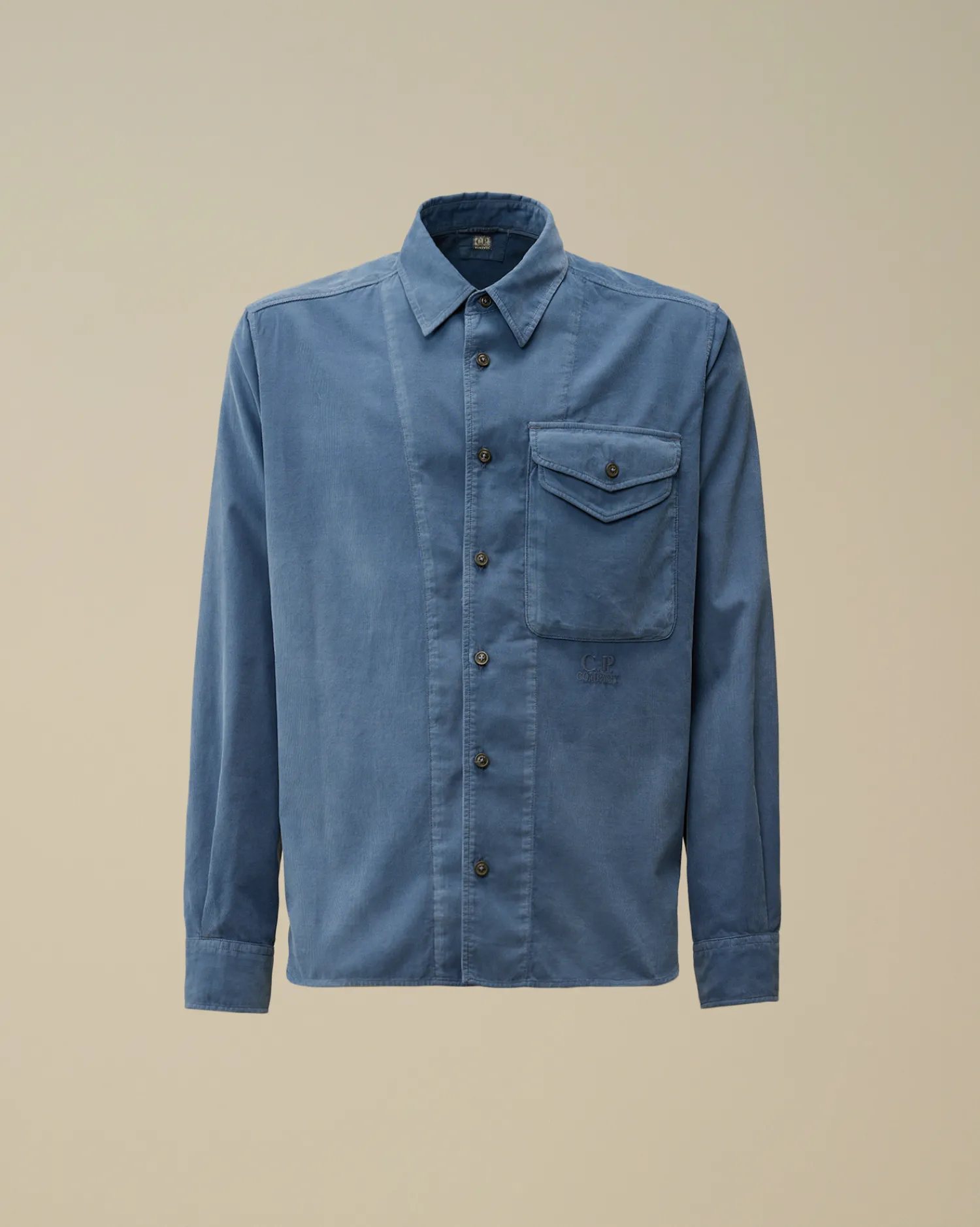 C.P. Company Camicie>Corduroy Single Pocket Shirt Flint Stone – Blue