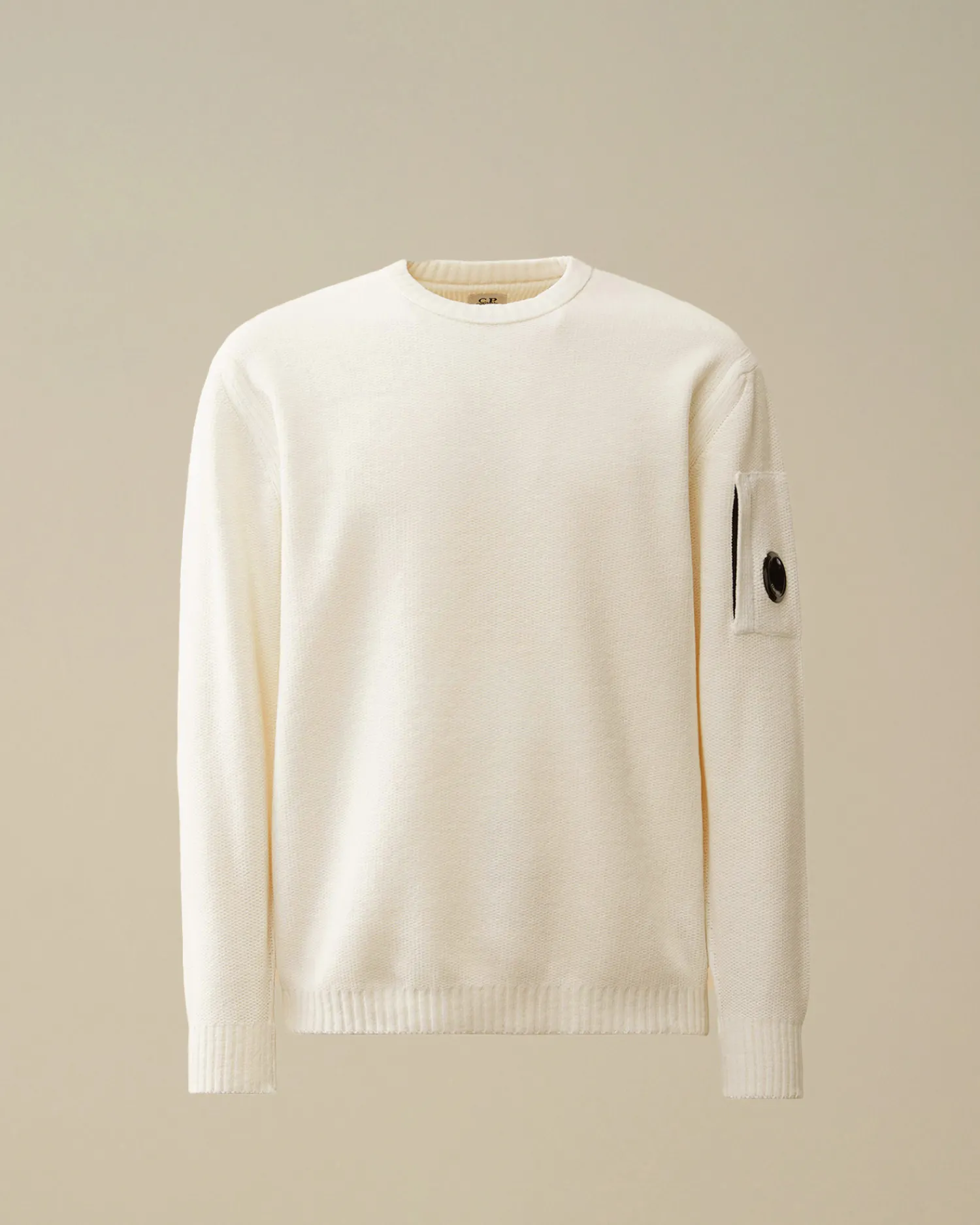 C.P. Company Maglieria>Cotton Chenille Crewneck Knit Gauze White