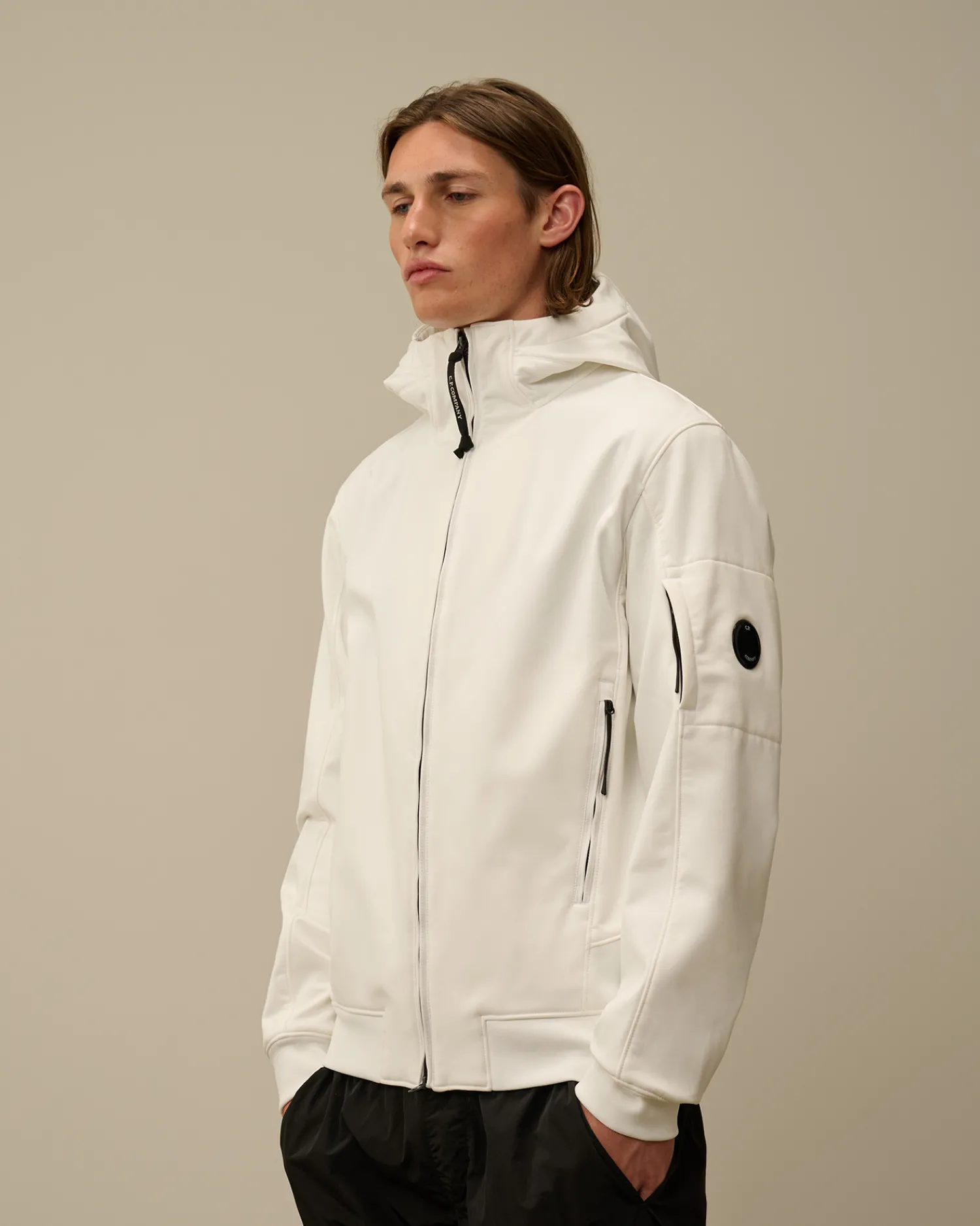 C.P. Company Giacche>C.P. Shell-R Hooded Jacket Gauze White