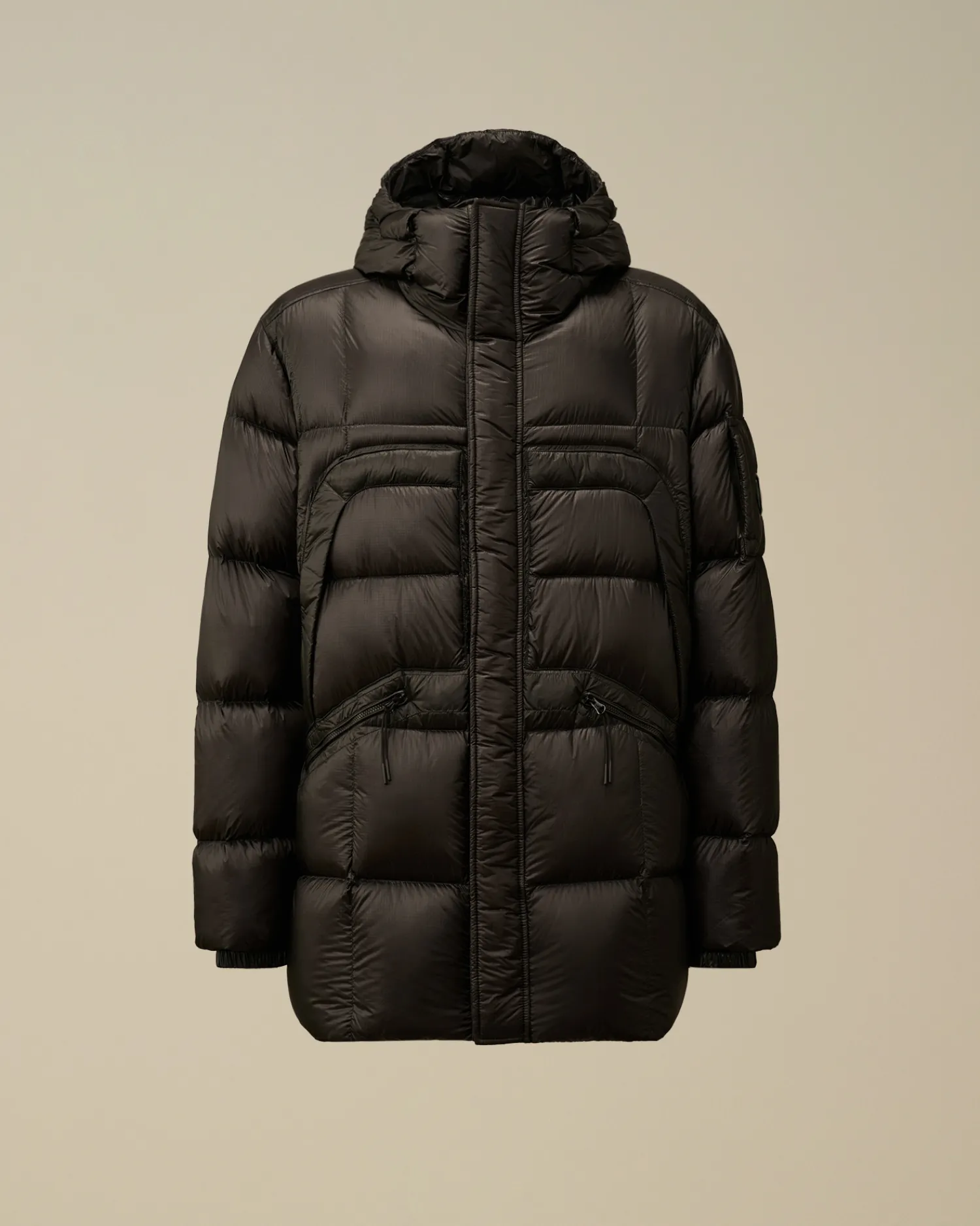 C.P. Company Giacche>D.D. Shell Hooded Long Down Jacket Black