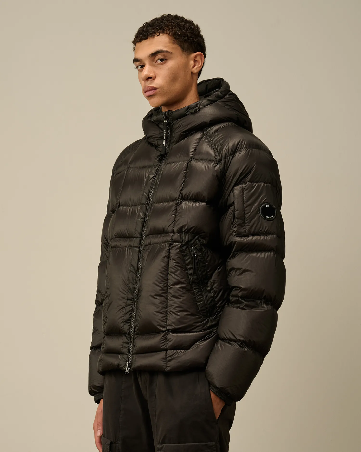 C.P. Company Giacche>D.D. Shell Hooded Medium Down Jacket Black