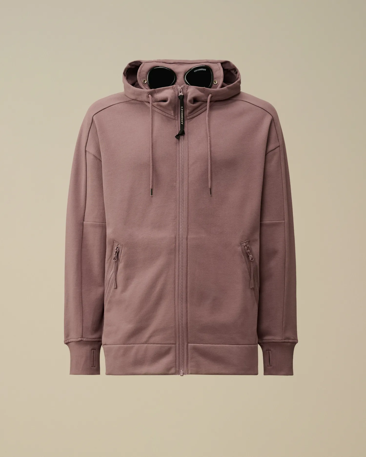 C.P. Company Felpe>Diagonal Raised Fleece Goggle Zipped Hooded Sweatshirt Purple Dove