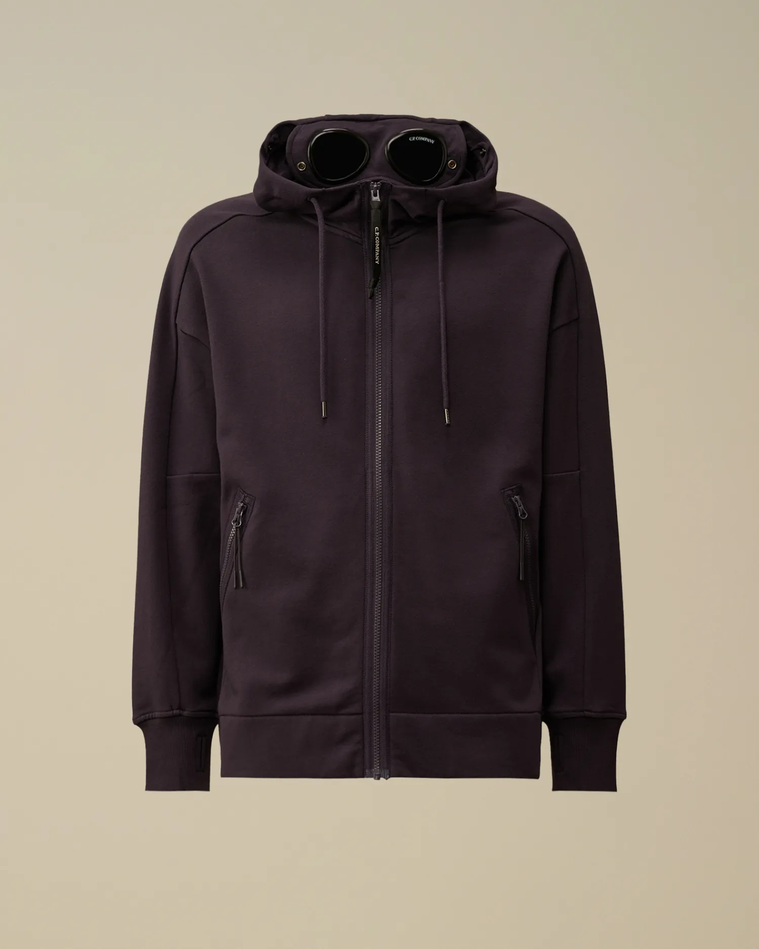 C.P. Company Felpe>Diagonal Raised Fleece Goggle Zipped Hooded Sweatshirt Nightshade – Purple