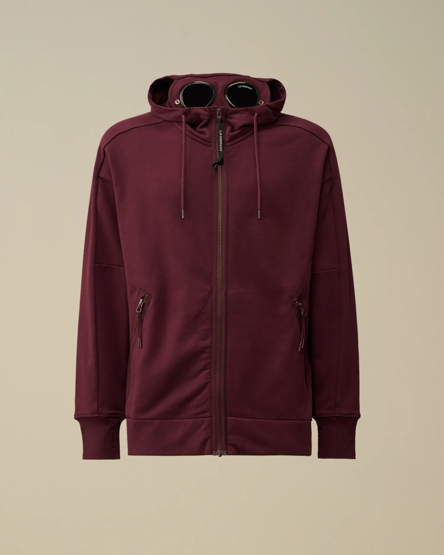 C.P. Company Felpe>Diagonal Raised Fleece Goggle Zipped Hooded Sweatshirt Potent Purple