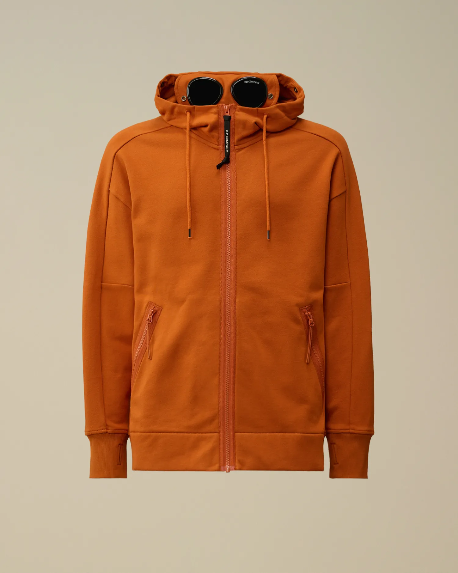 C.P. Company Felpe>Diagonal Raised Fleece Goggle Zipped Hooded Sweatshirt Bombay Brown