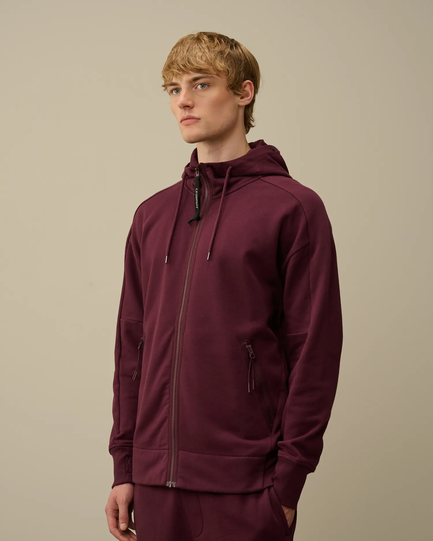 C.P. Company Felpe>Diagonal Raised Fleece Goggle Zipped Hooded Sweatshirt Potent Purple