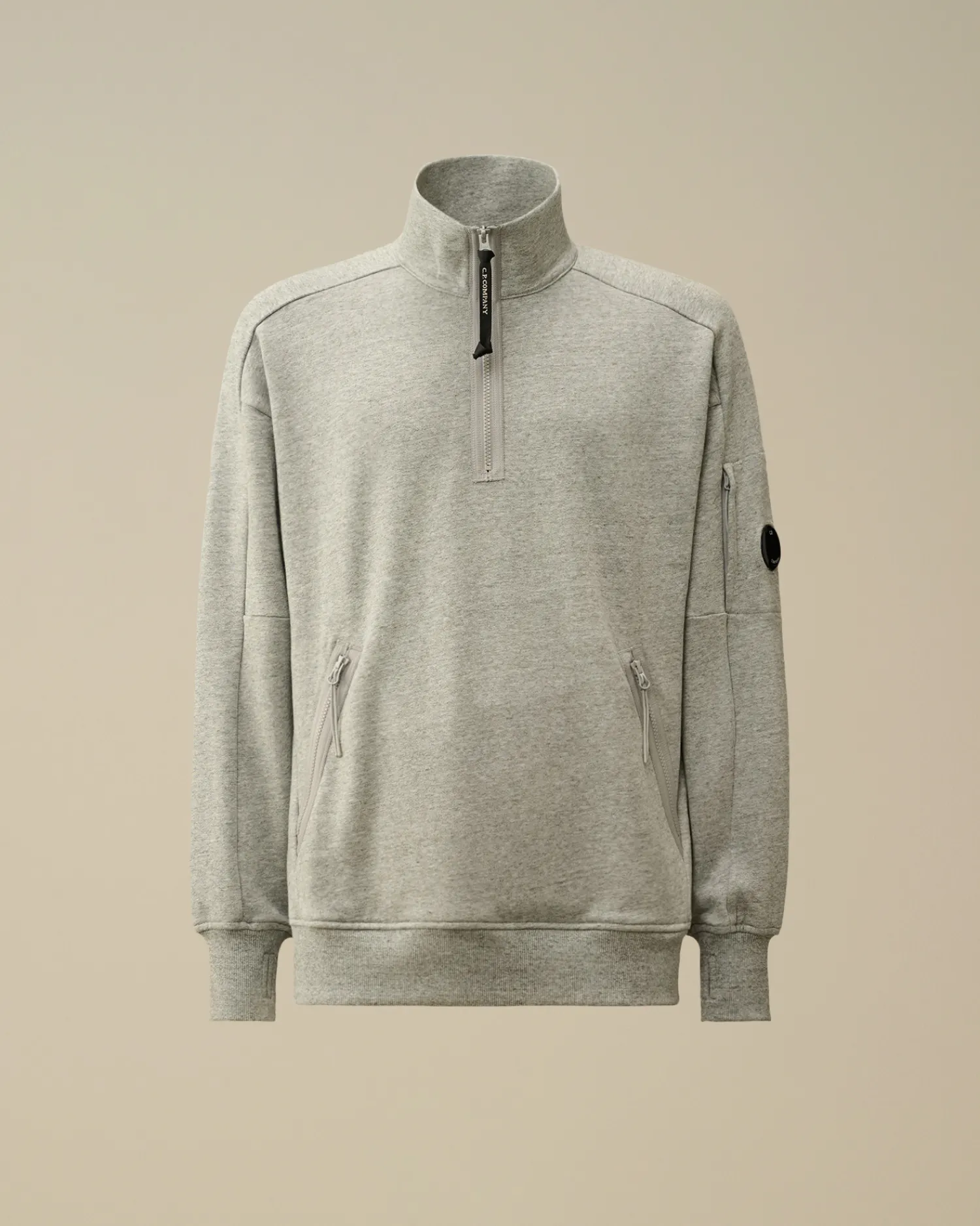 C.P. Company Felpe>Diagonal Raised Fleece Half Zipped Sweatshirt Greystone Melange