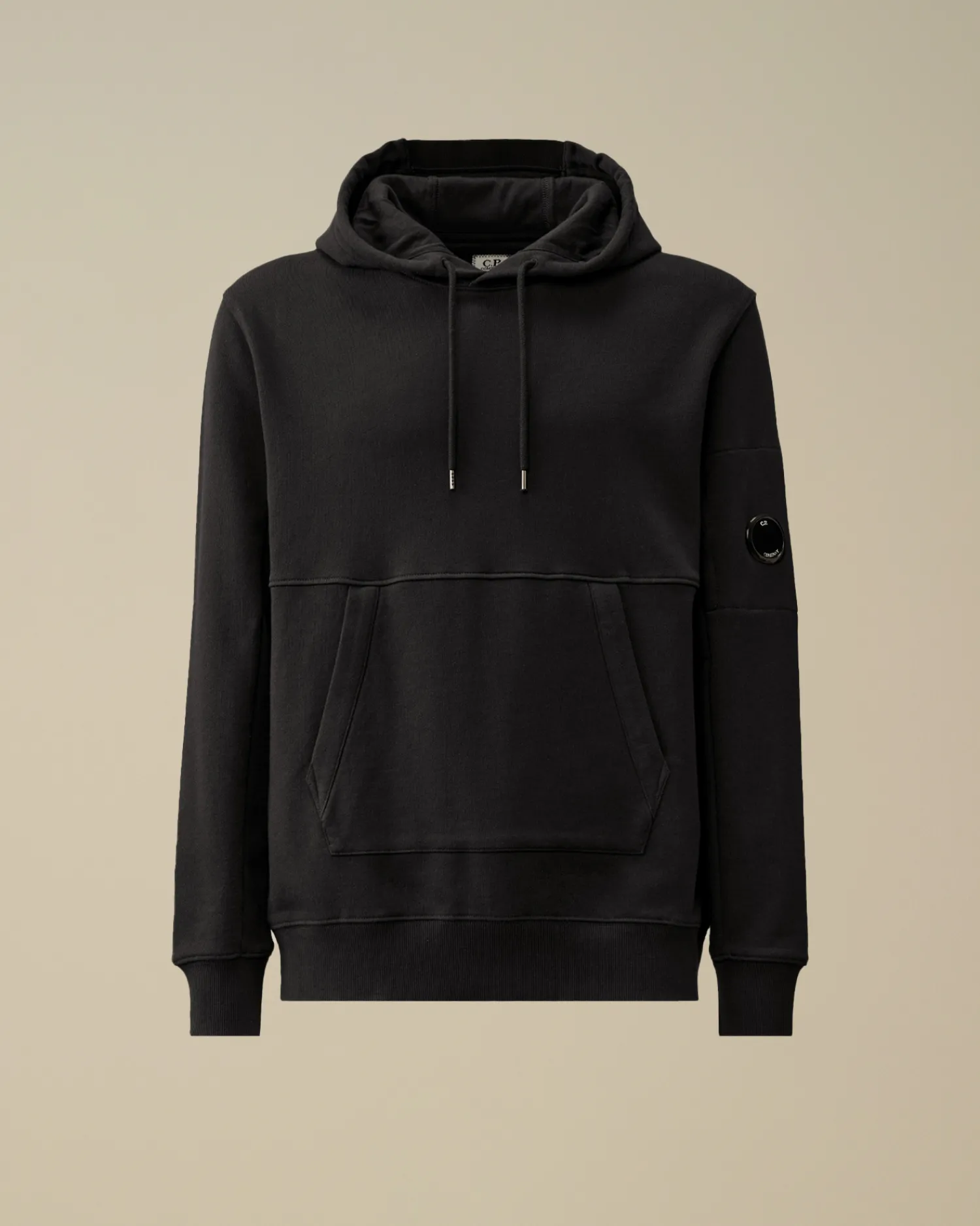 C.P. Company Felpe>Diagonal Raised Fleece Lens Hooded Sweatshirt Black