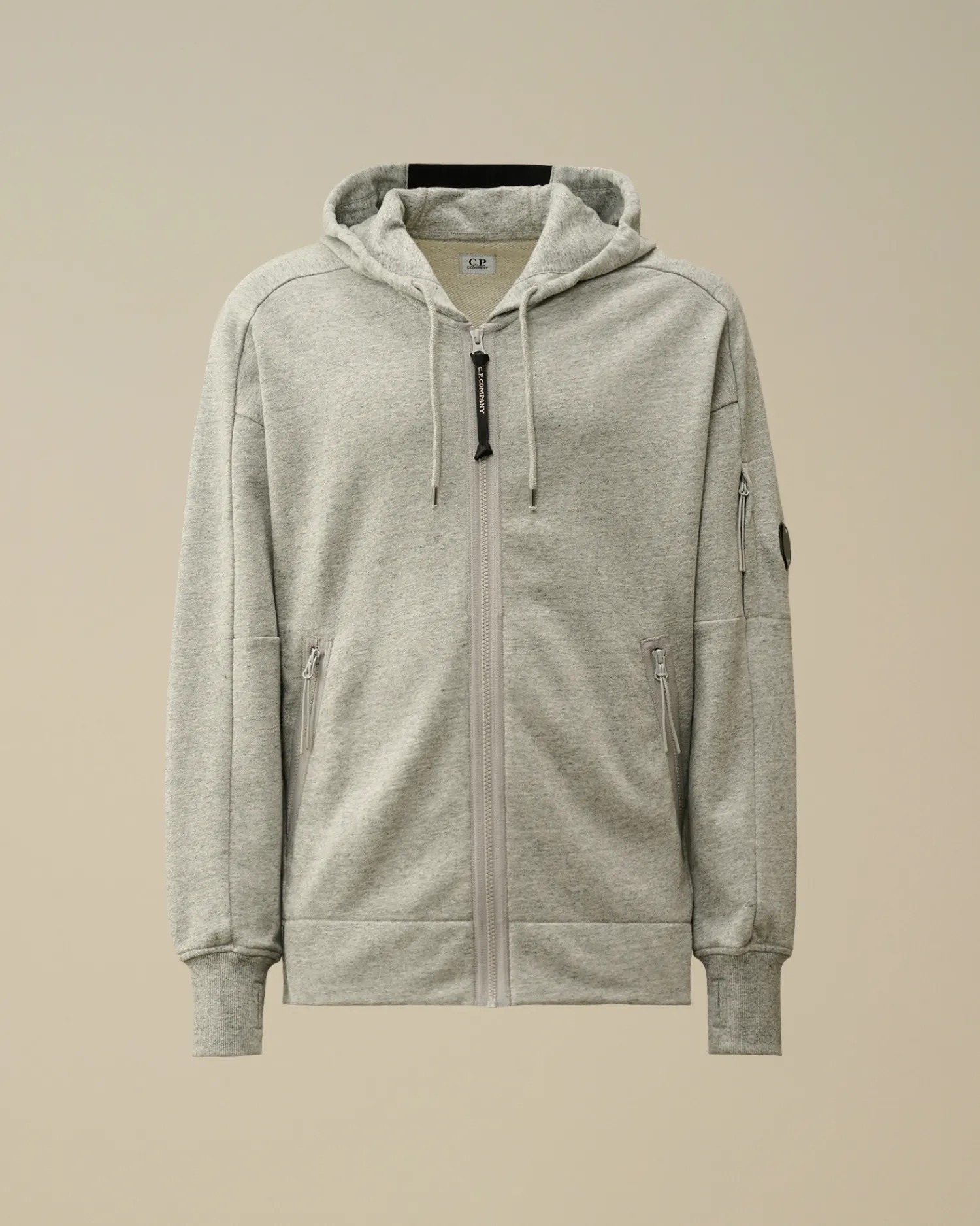 C.P. Company Felpe>Diagonal Raised Fleece Zipped Hooded Sweatshirt Greystone Melange