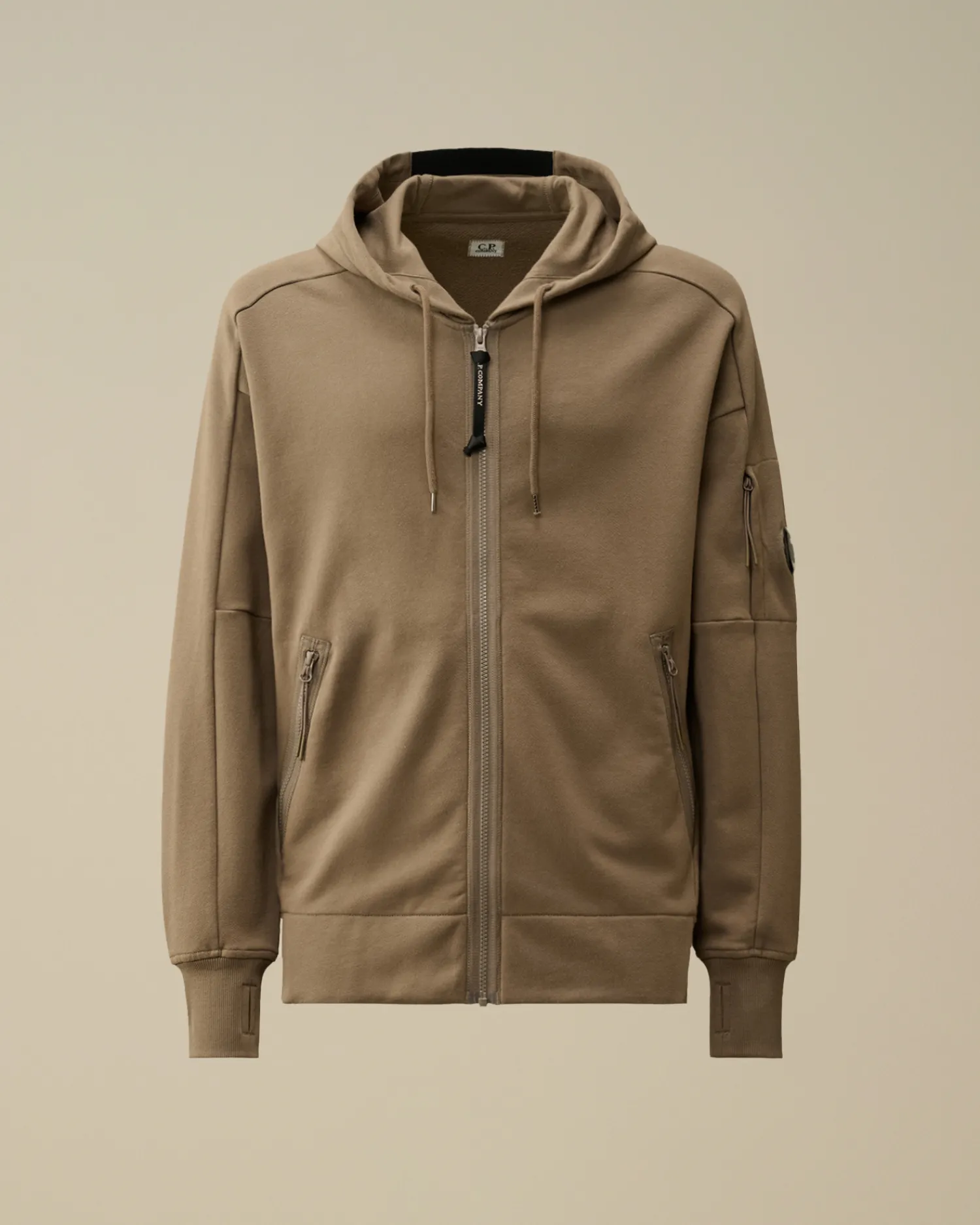 C.P. Company Felpe>Diagonal Raised Fleece Zipped Hooded Sweatshirt Walnut – Beige