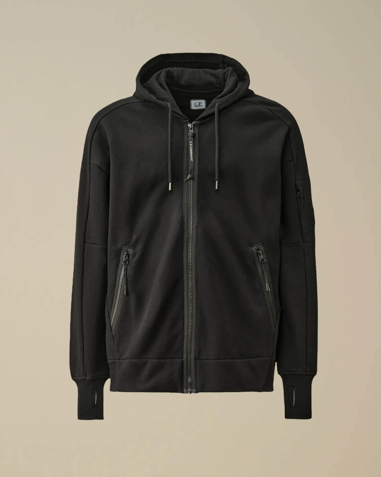 C.P. Company Felpe>Diagonal Raised Fleece Zipped Hooded Sweatshirt Black