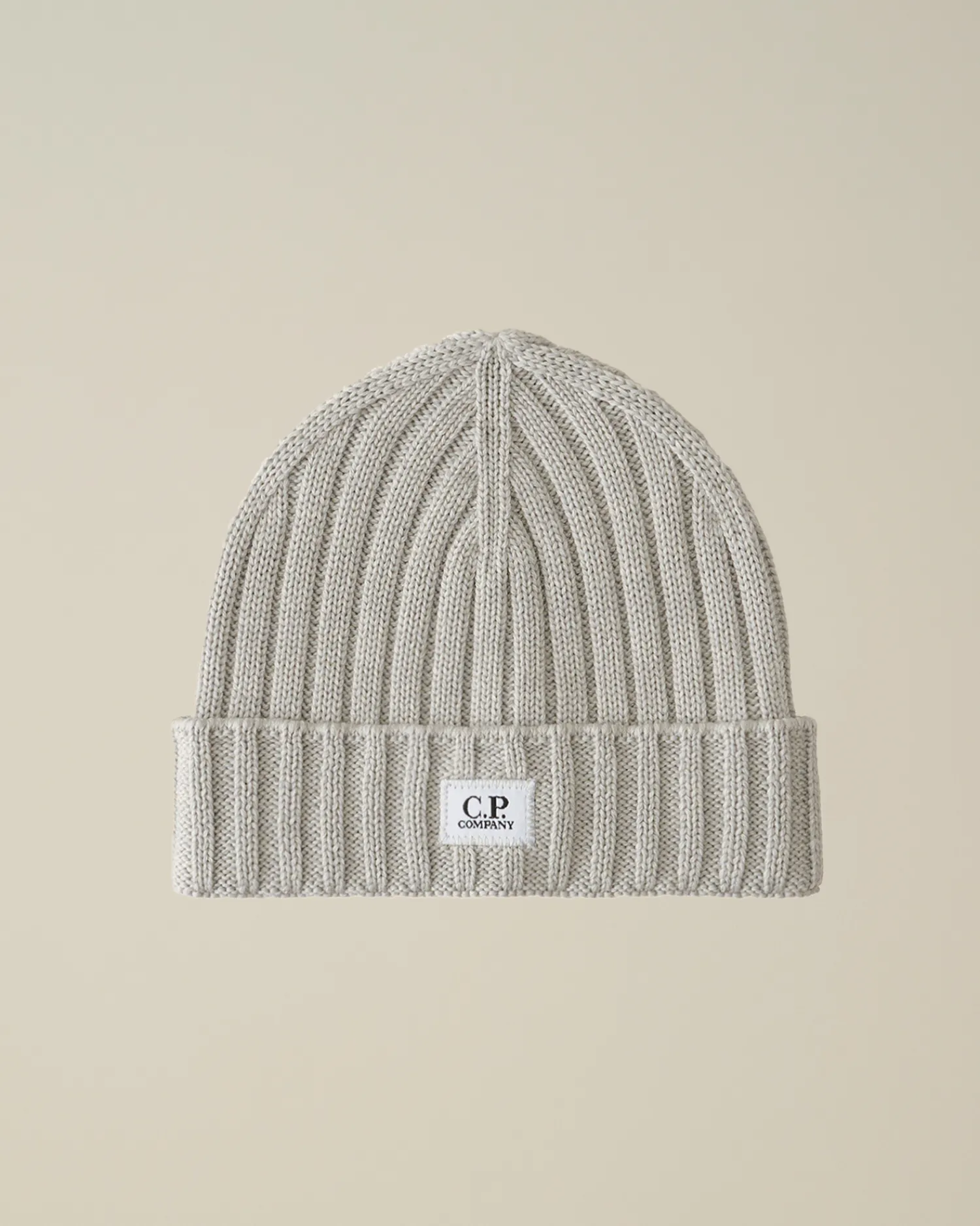 C.P. Company Cappelli>Extra Fine Merino Wool Logo Beanie Moon Melange – Grey