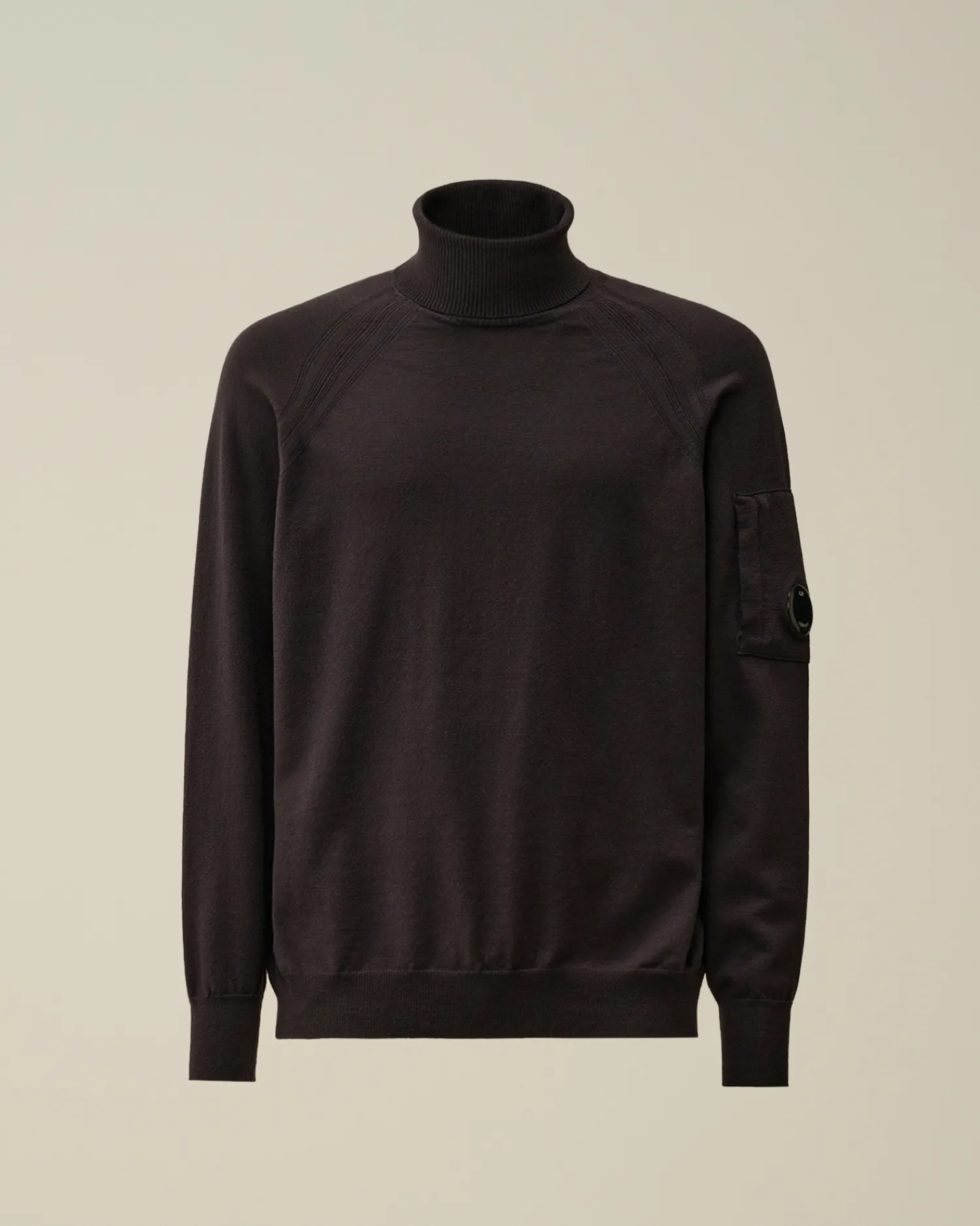 C.P. Company Maglieria>Extra Fine Merino Wool Turtleneck Knit Black Sand