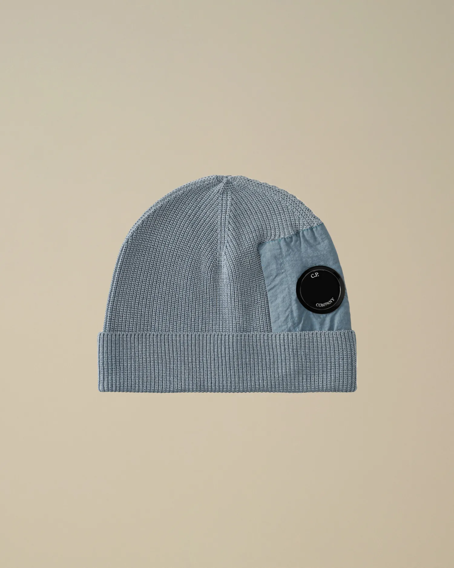 C.P. Company Cappelli>Extrafine Merino Wool Lens Beanie Flint Stone – Blue