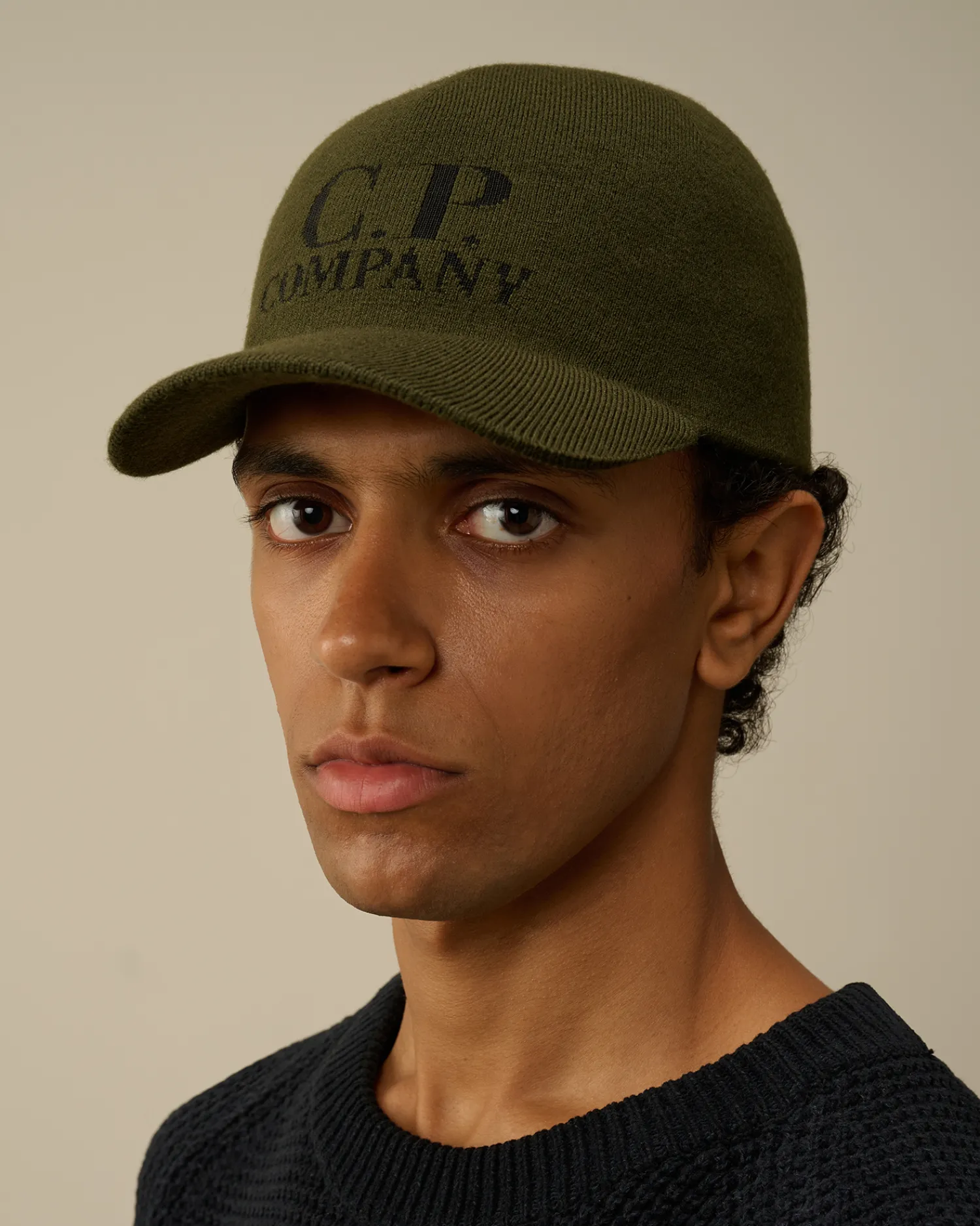 C.P. Company Cappelli>Extrafine Merino Wool Logo Cap Ivy Green