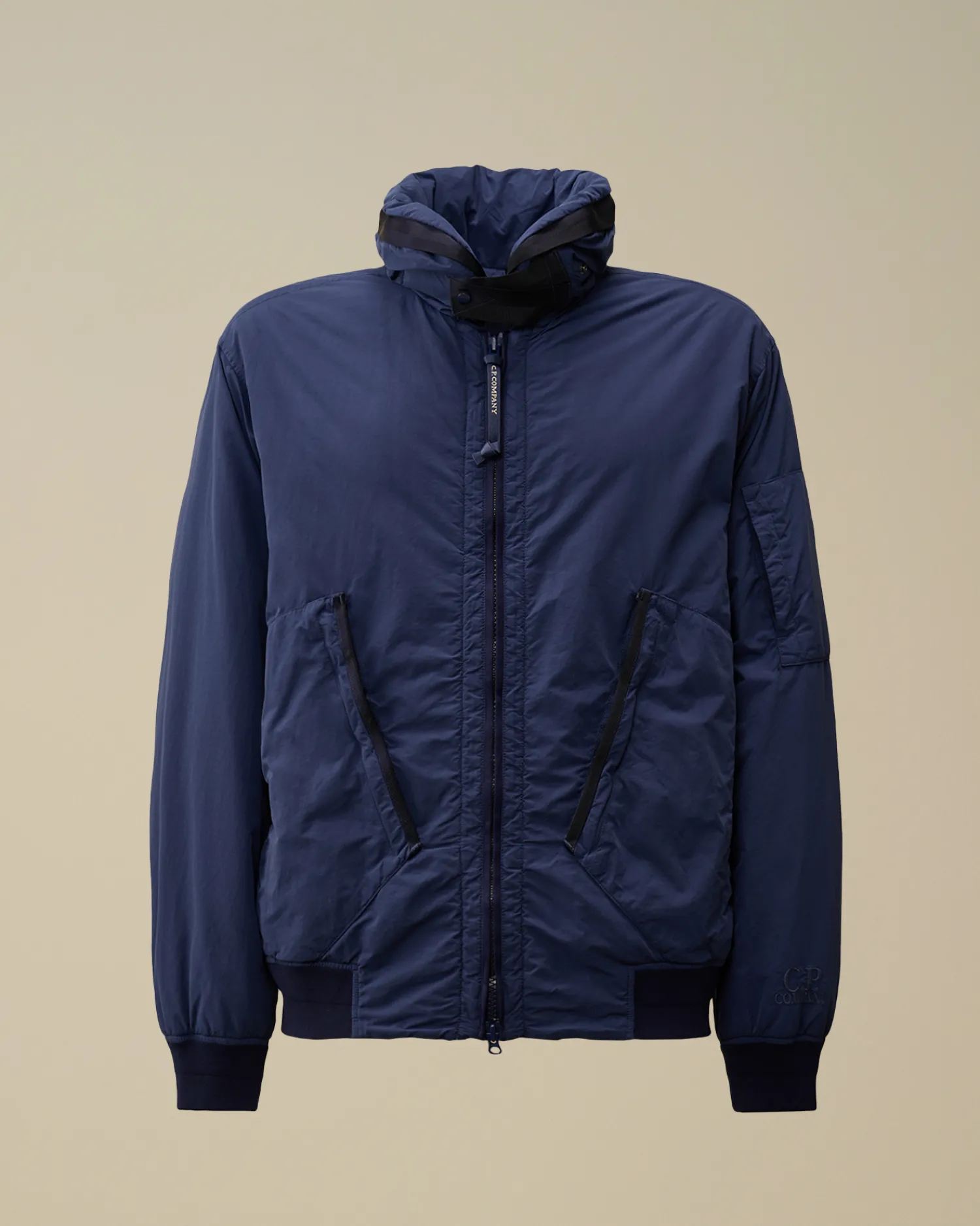 C.P. Company Giacche>Flatt Nylon Hooded Short Down Jacket Estate Blue