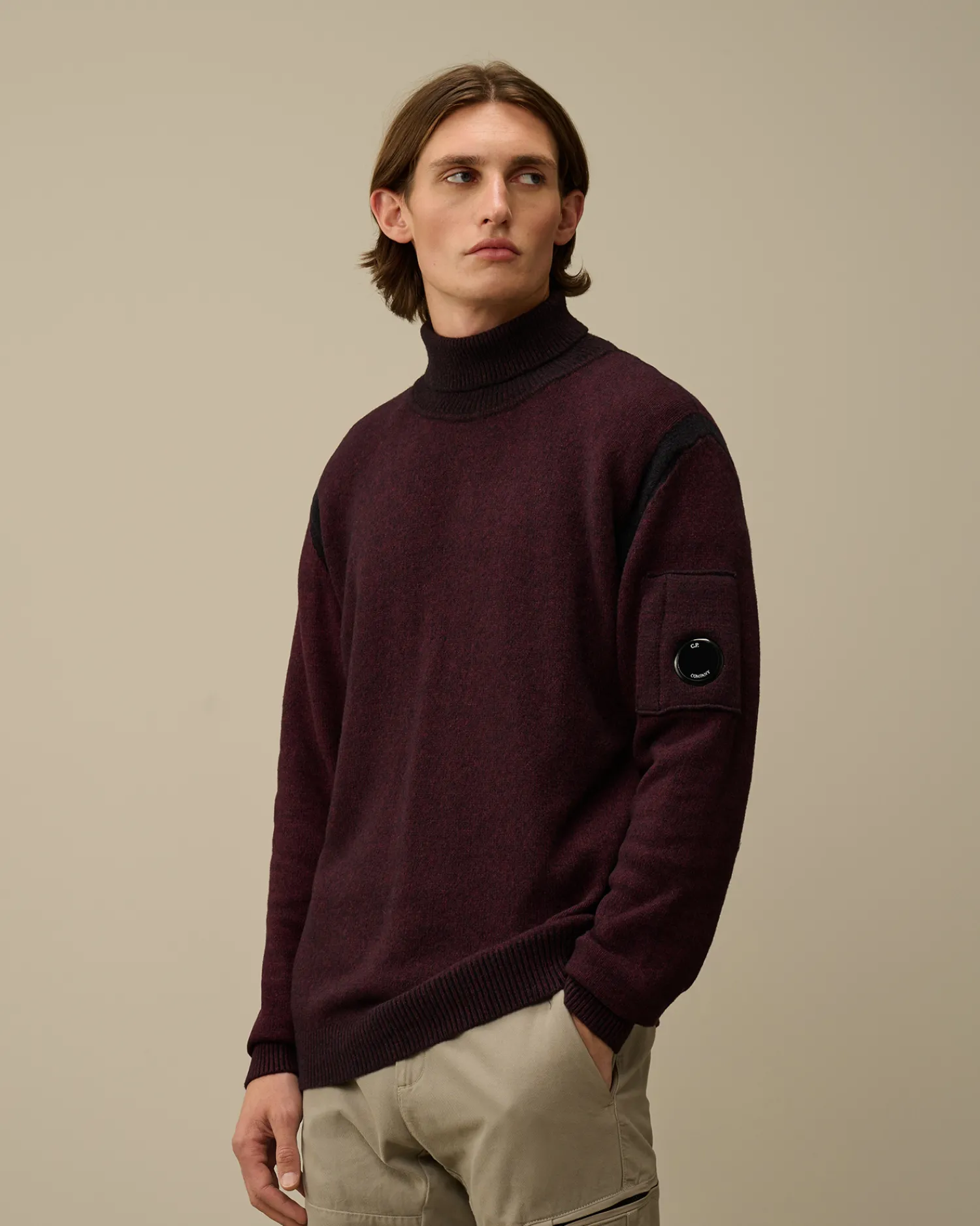 C.P. Company Maglieria>Fleece Knit Turtleneck Knit Potent Purple