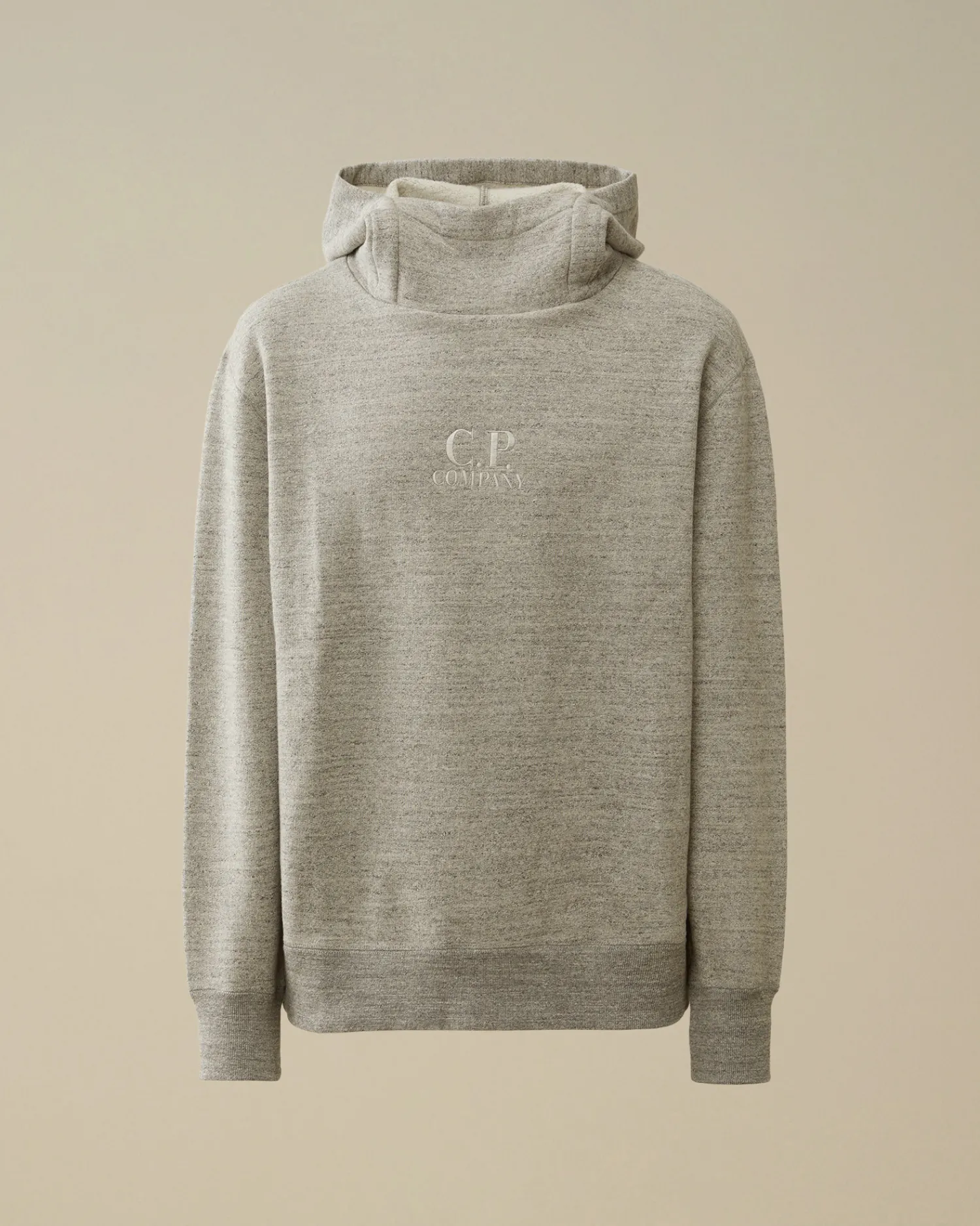 C.P. Company Felpe>Japanese Mélange Fleece Logo Hooded Sweatshirt Greystone Melange