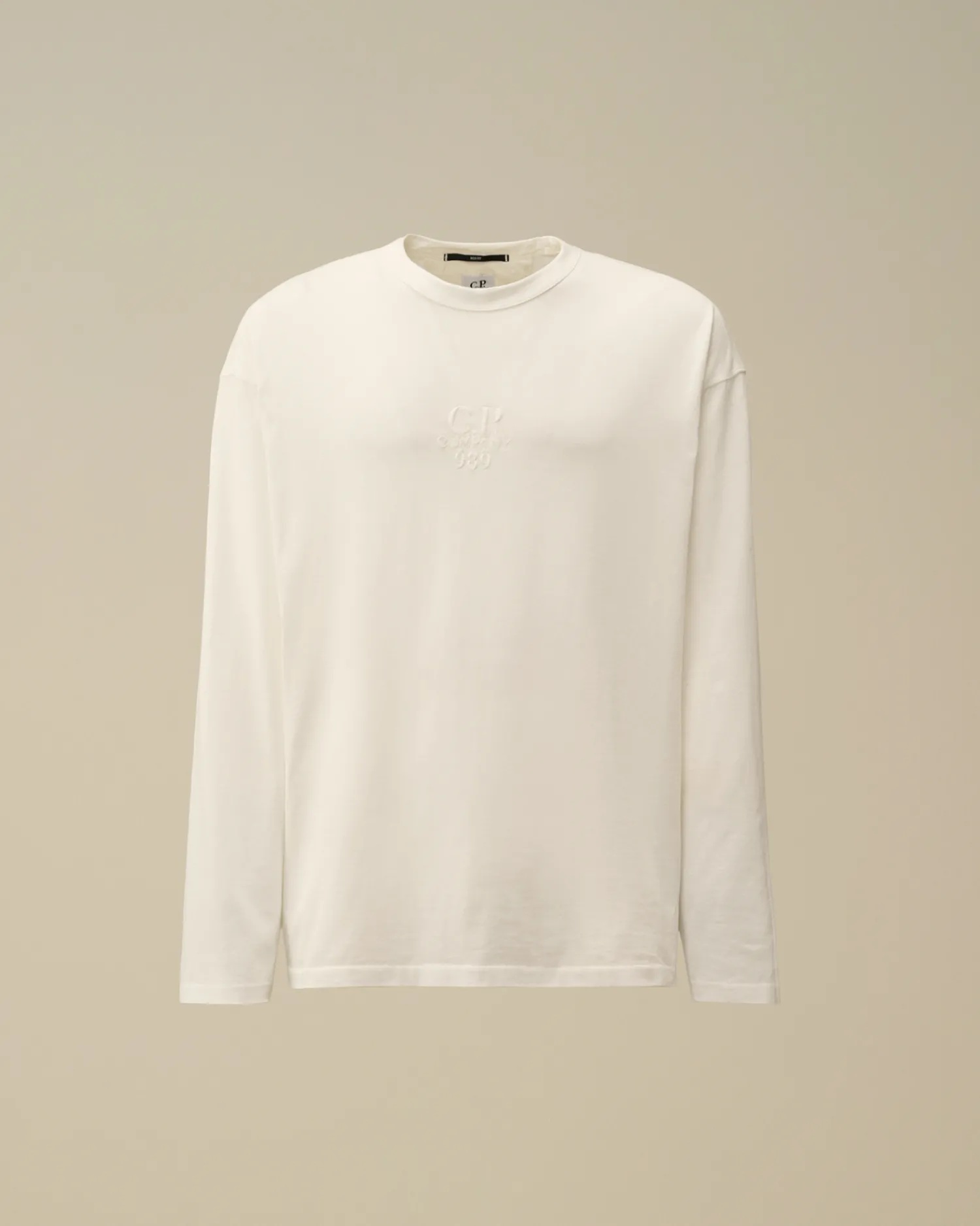 C.P. Company T-shirts & Polo>20/1 Jersey Boxy Longsleeve Logo T-Shirt Gauze White