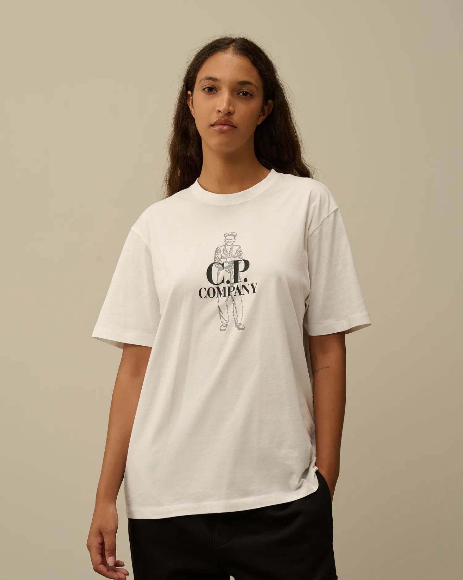 C.P. Company T-shirts & Polo>30/1 Jersey British Sailor T-Shirt Gauze White