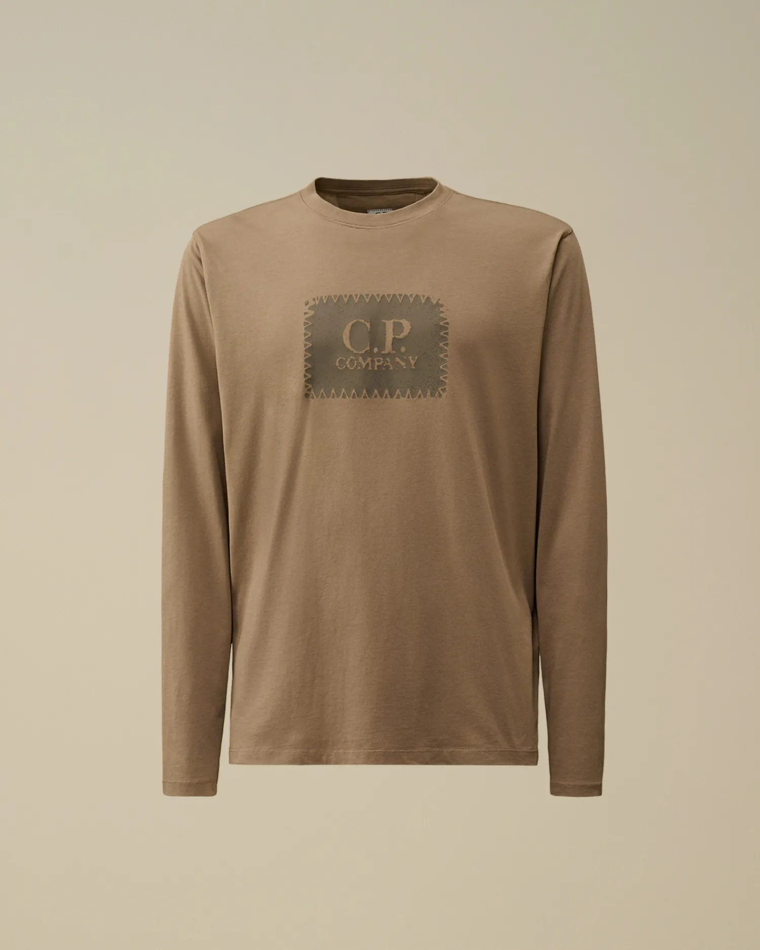 C.P. Company T-shirts & Polo>30/1 Jersey Logo Label Longsleeve T-Shirt Walnut – Beige