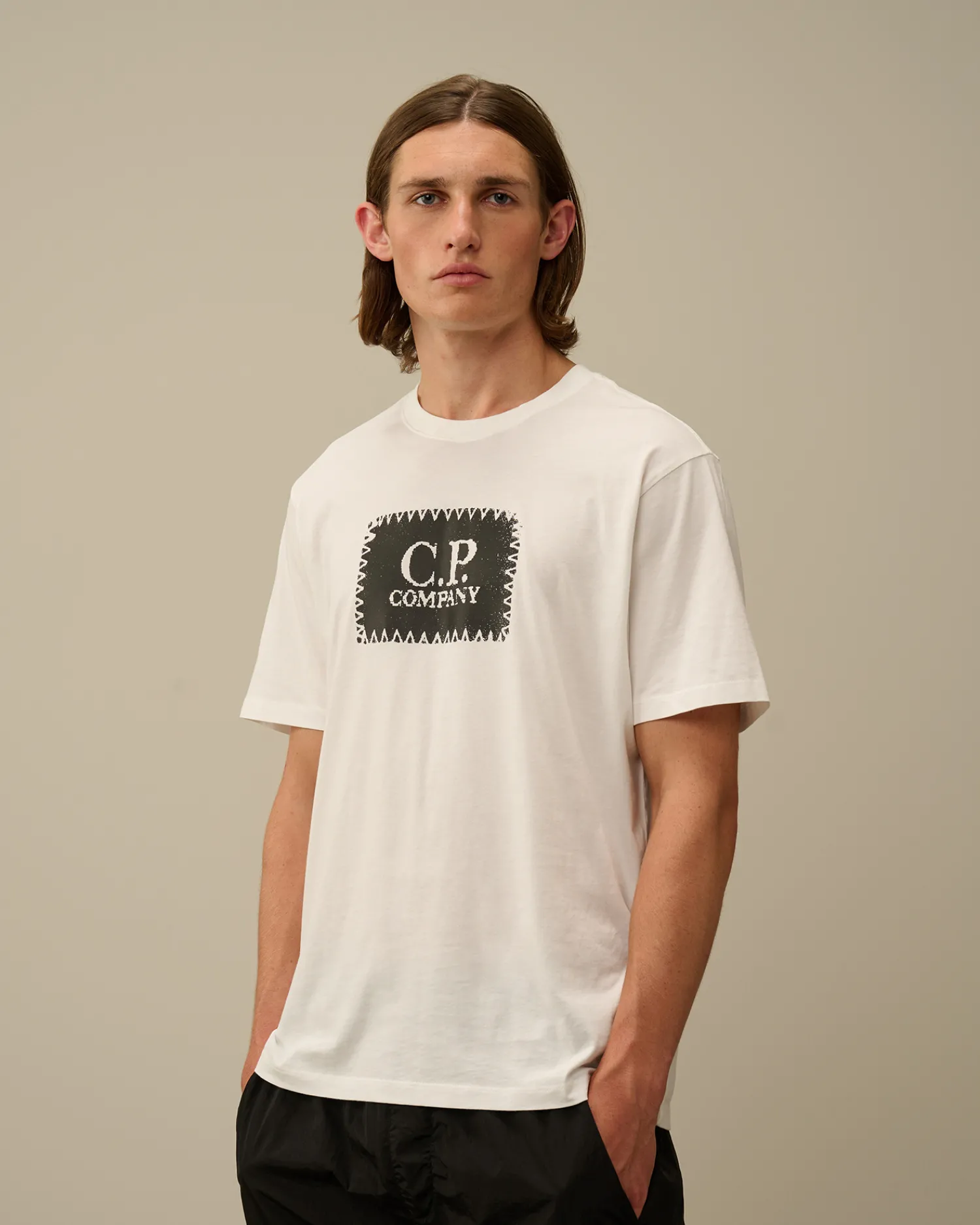 C.P. Company T-shirts & Polo>30/1 Jersey Logo Label T-Shirt Gauze White