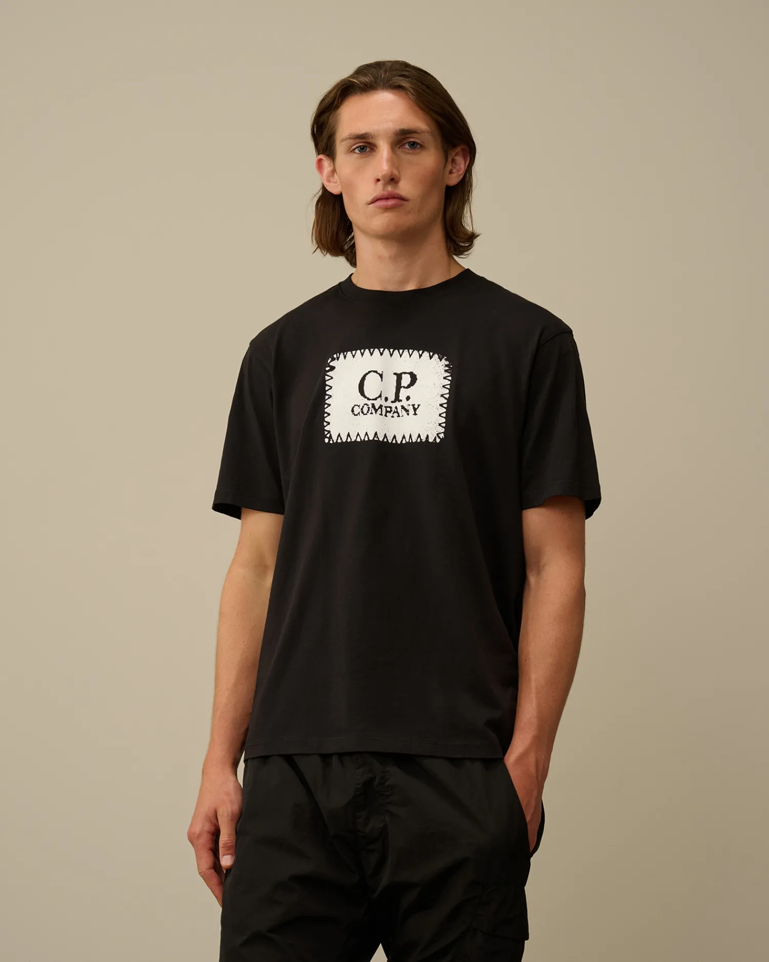 C.P. Company T-shirts & Polo>30/1 Jersey Logo Label T-Shirt Black