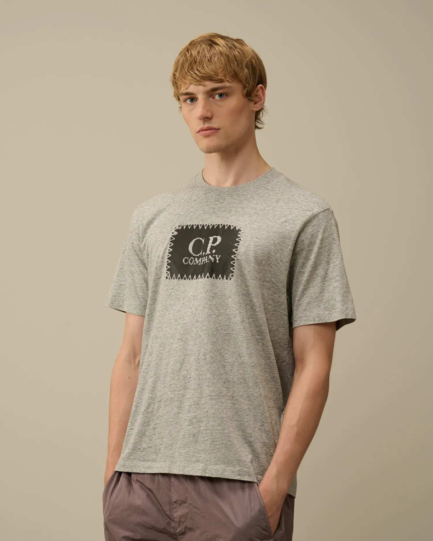 C.P. Company T-shirts & Polo>30/1 Jersey Logo Label T-Shirt Greystone Melange