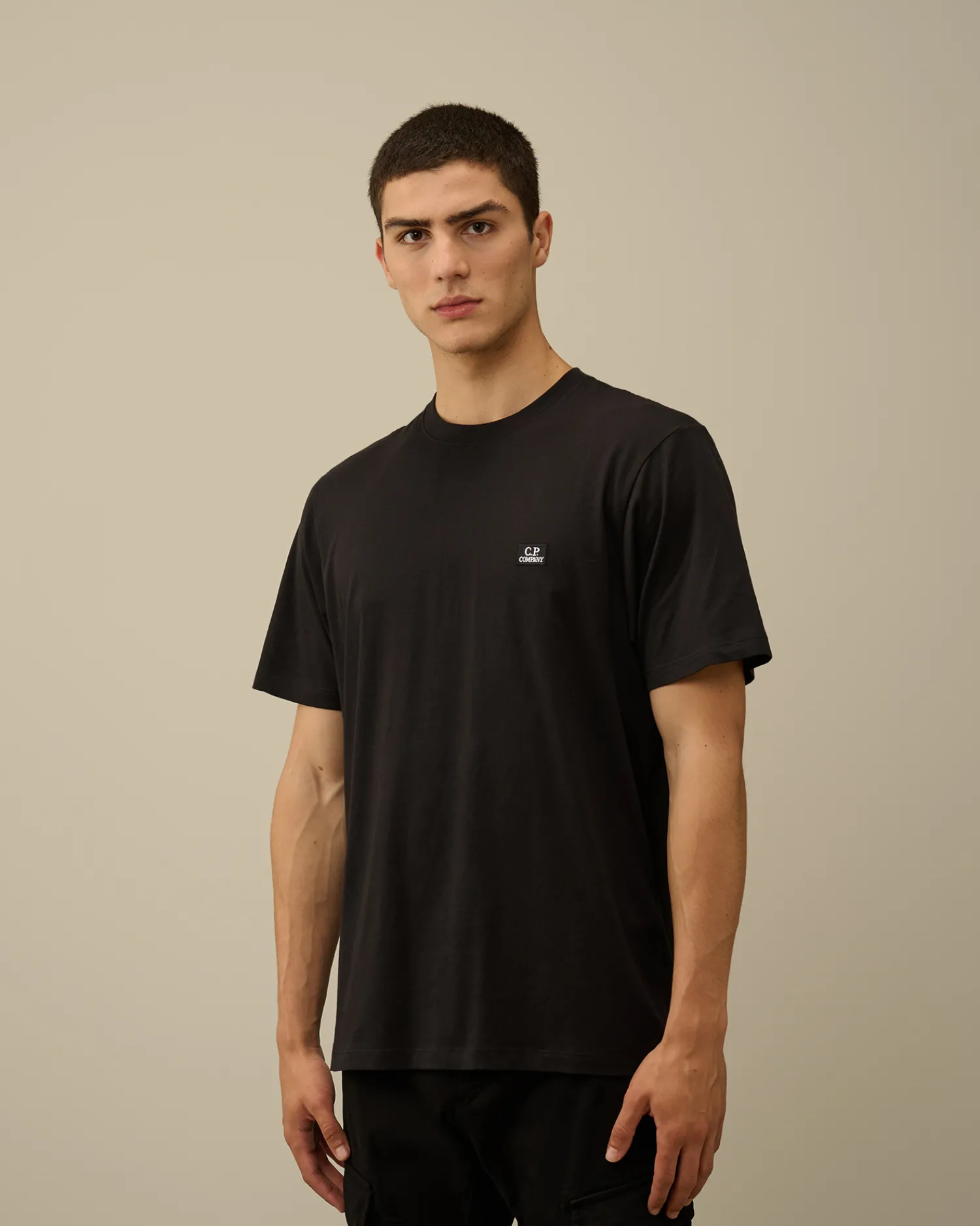 C.P. Company T-shirts & Polo>30/1 Jersey Logo Patch T-Shirt Black