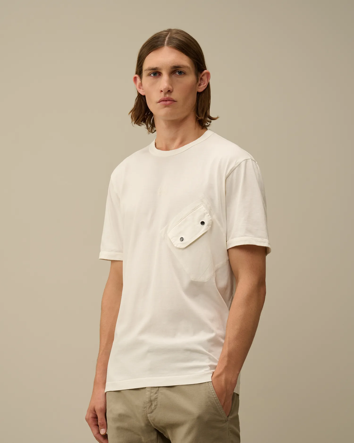 C.P. Company T-shirts & Polo>20/1 Jersey Mixed Logo T-Shirt Gauze White