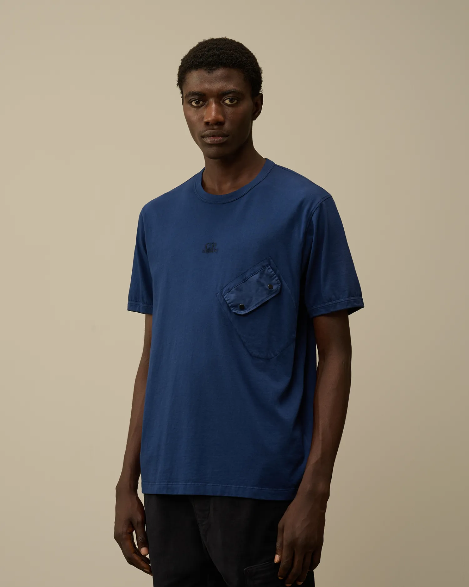 C.P. Company T-shirts & Polo>20/1 Jersey Mixed Logo T-Shirt Estate Blue